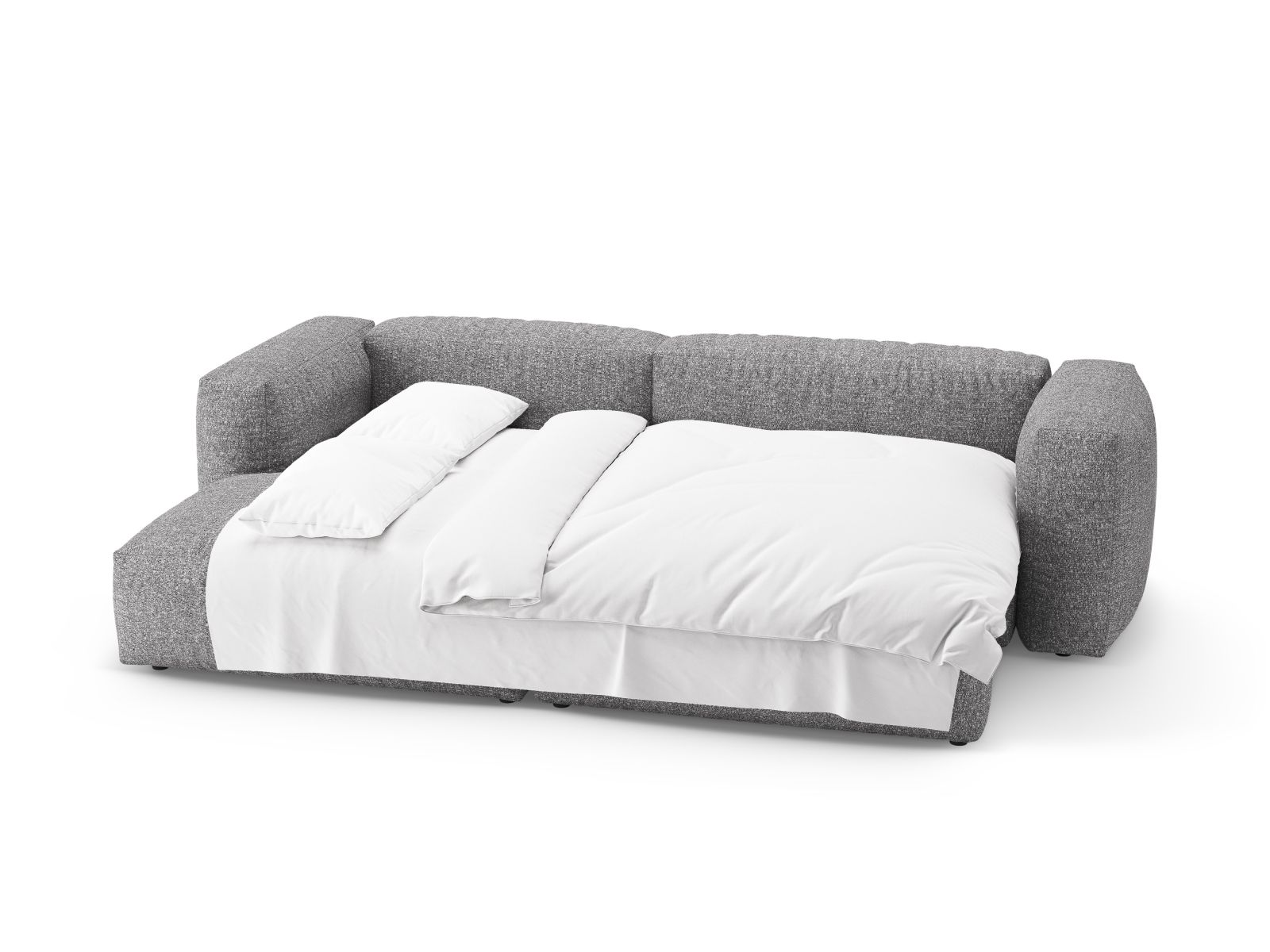 Boucle Left Corner Sofa With Bed Function And Box, "Martina", 4 Seats, 280x170x75
