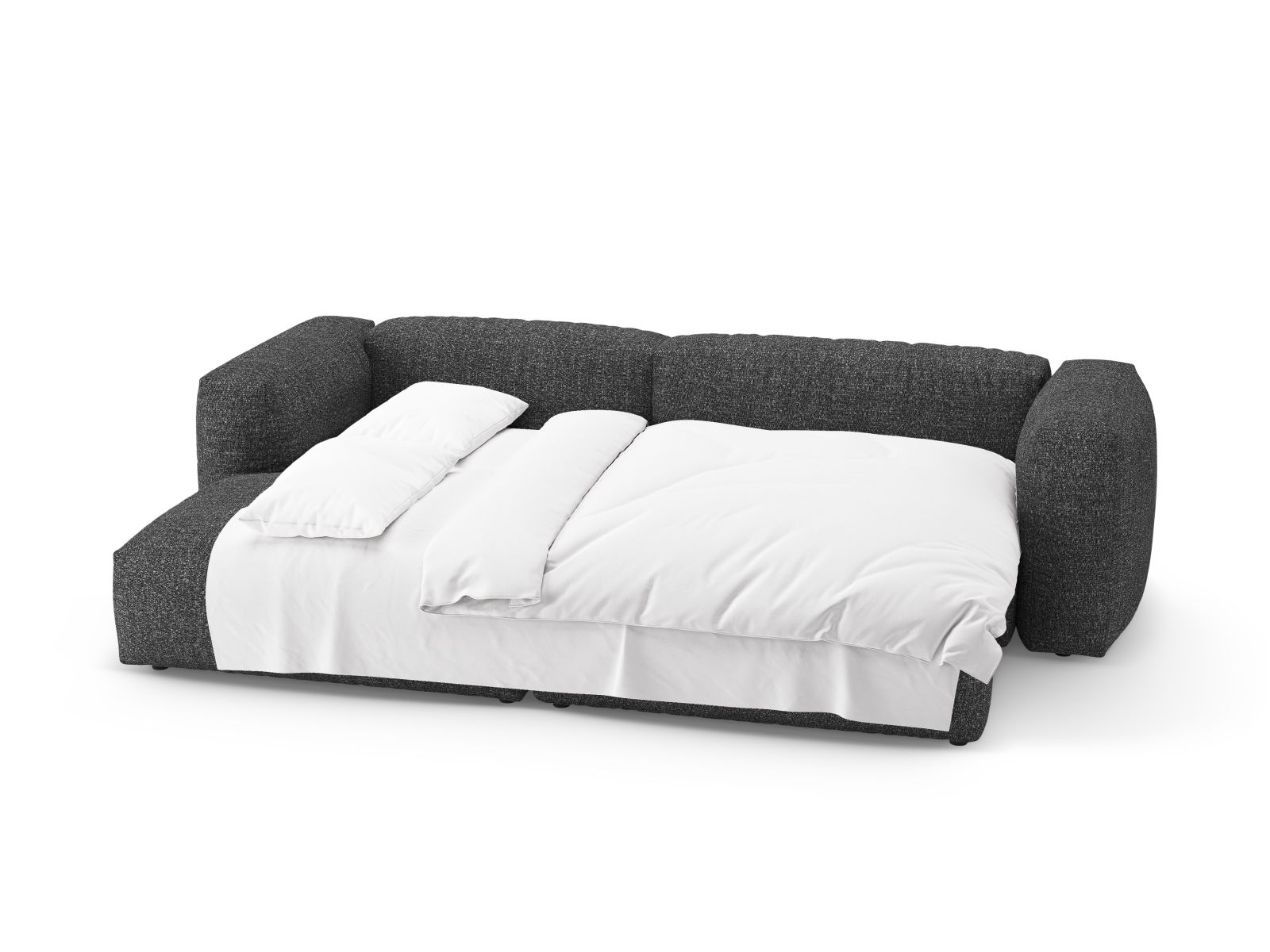 Boucle Left Corner Sofa With Bed Function And Box, "Martina", 4 Seats, 280x170x75