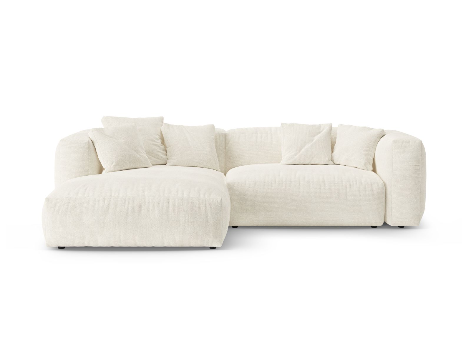 Boucle Left Corner Sofa With Bed Function And Box, "Martina", 4 Seats, 280x170x75