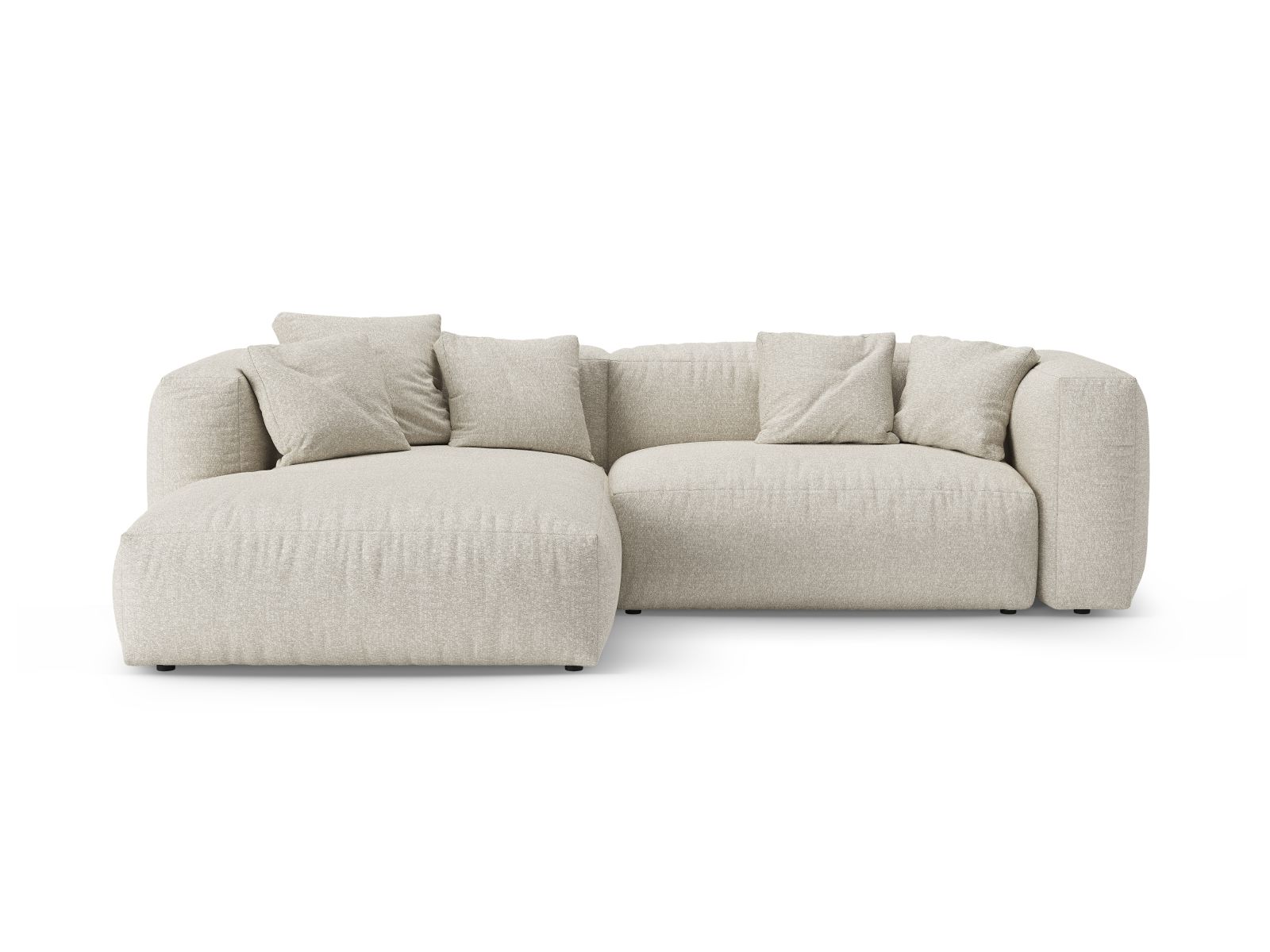 Boucle Left Corner Sofa With Bed Function And Box, "Martina", 4 Seats, 280x170x75