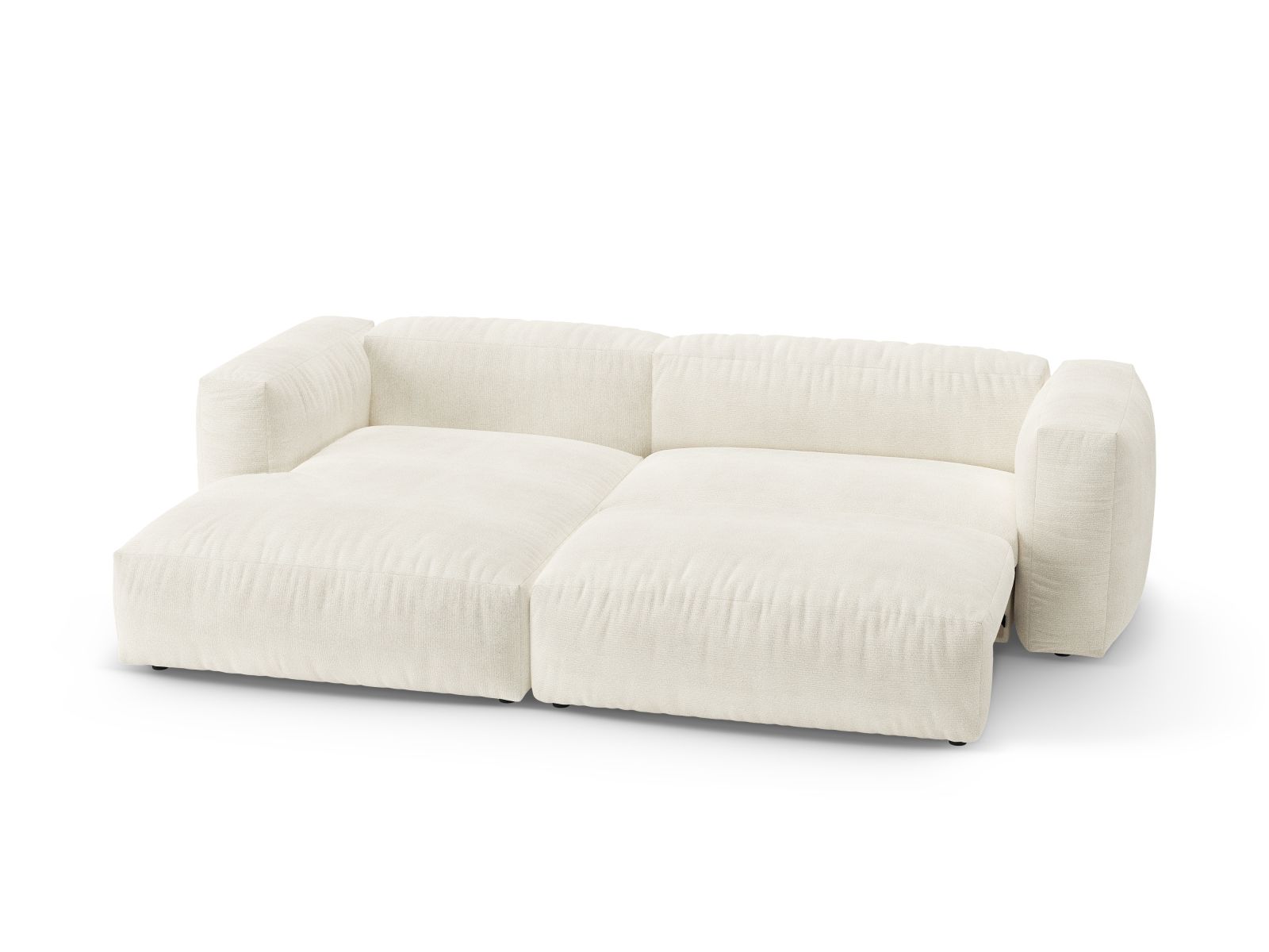 Boucle Left Corner Sofa With Bed Function And Box, "Martina", 4 Seats, 280x170x75