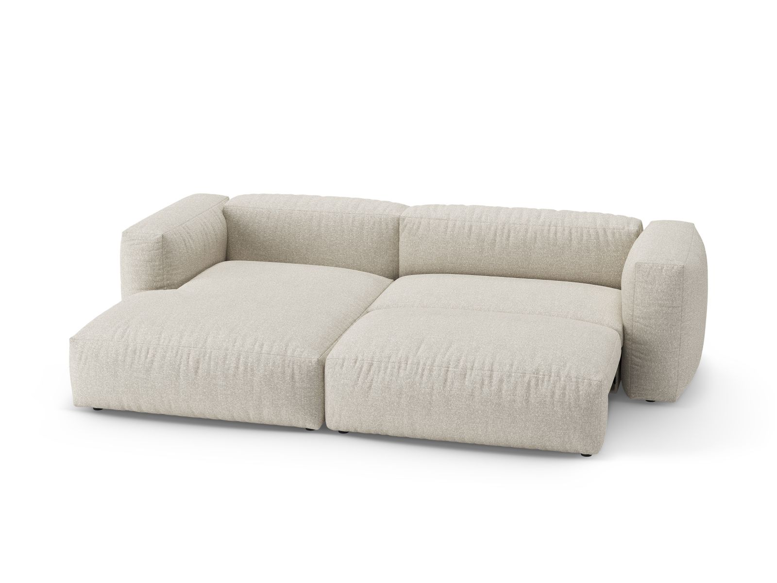 Boucle Left Corner Sofa With Bed Function And Box, "Martina", 4 Seats, 280x170x75