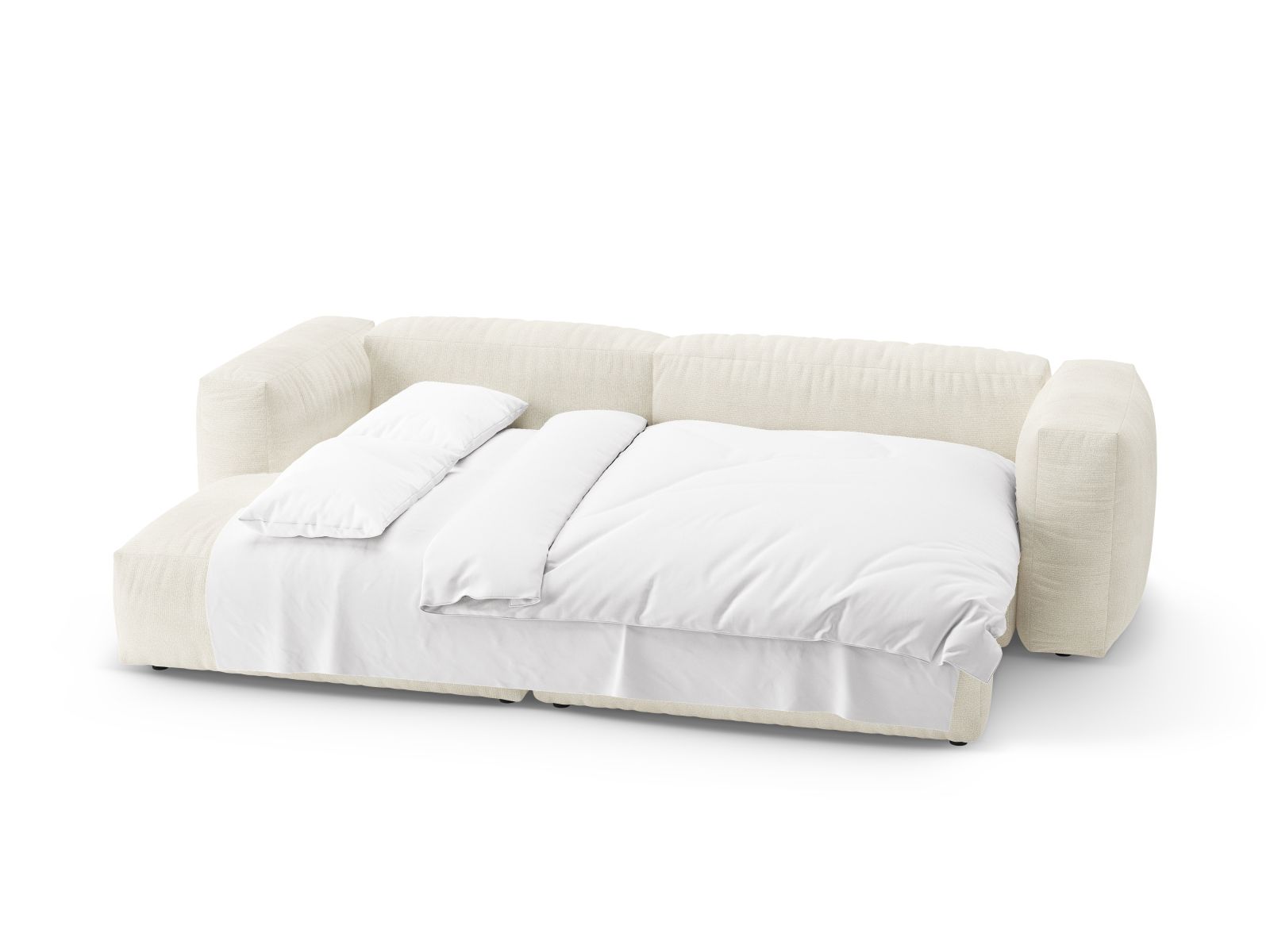 Boucle Left Corner Sofa With Bed Function And Box, "Martina", 4 Seats, 280x170x75