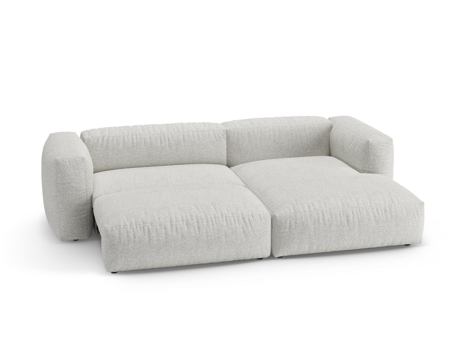 Boucle Right Corner Sofa With Bed Function And Box, "Martina", 4 Seats, 280x170x75