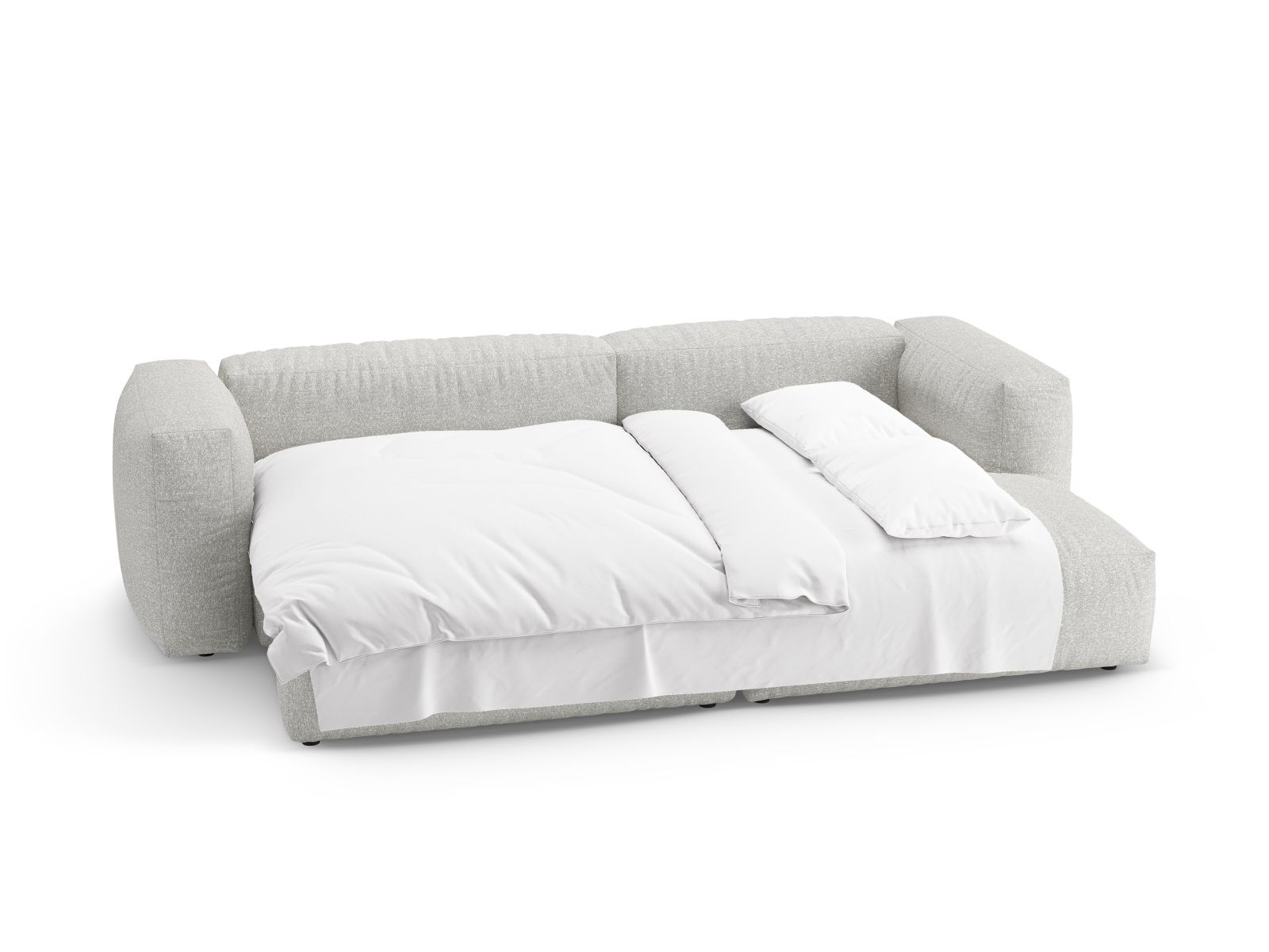 Boucle Right Corner Sofa With Bed Function And Box, "Martina", 4 Seats, 280x170x75