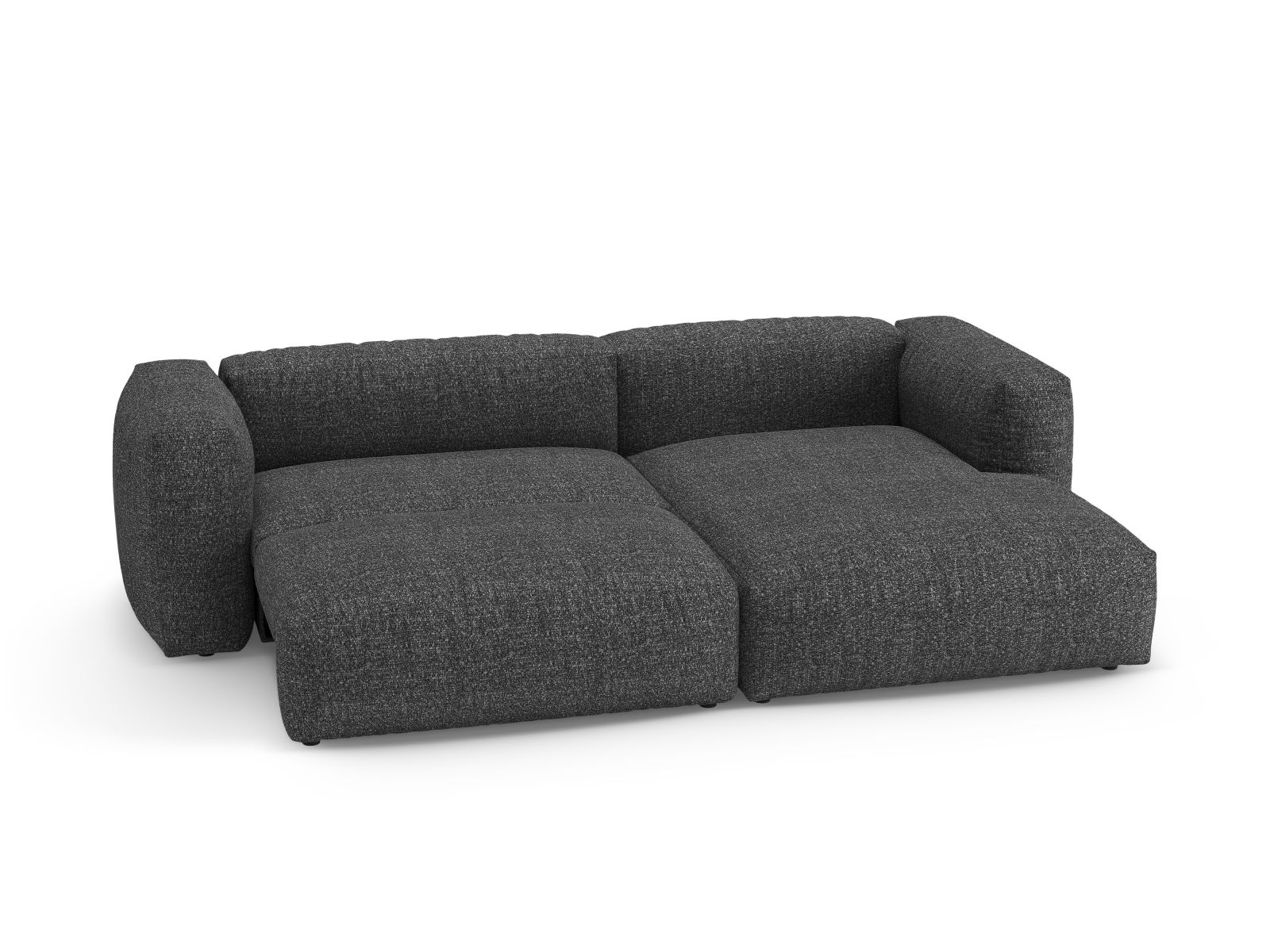 Boucle Right Corner Sofa With Bed Function And Box, "Martina", 4 Seats, 280x170x75