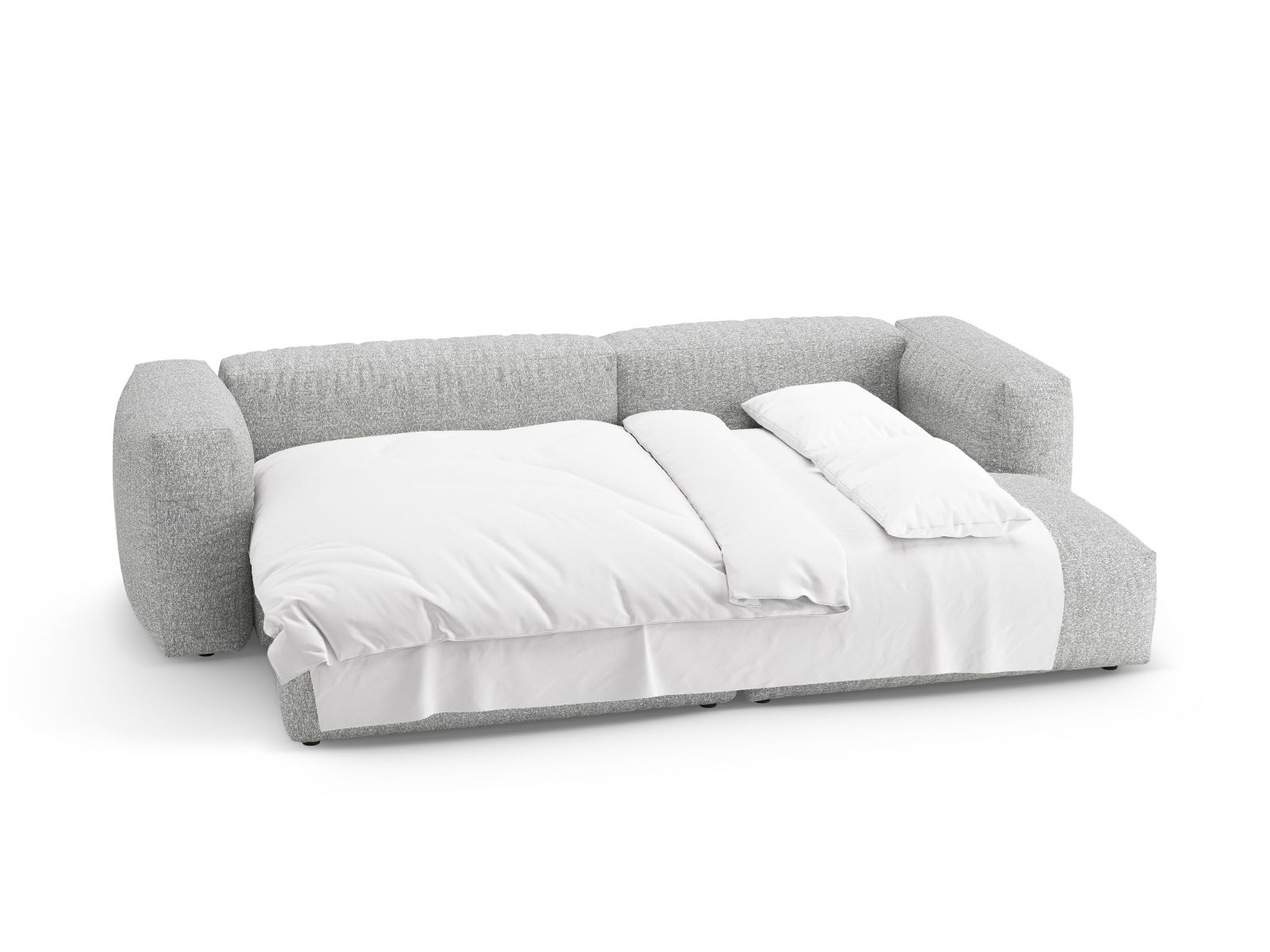 Boucle Right Corner Sofa With Bed Function And Box, "Martina", 4 Seats, 280x170x75