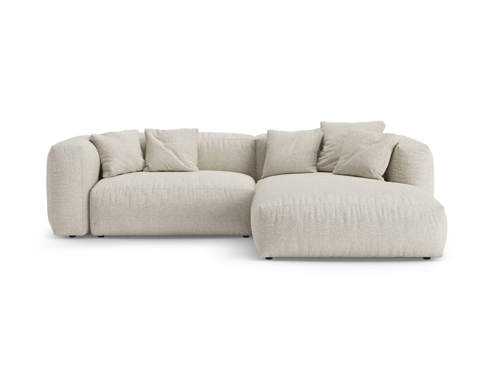 Boucle Right Corner Sofa With Bed Function And Box, "Martina", 4 Seats, 280x170x75