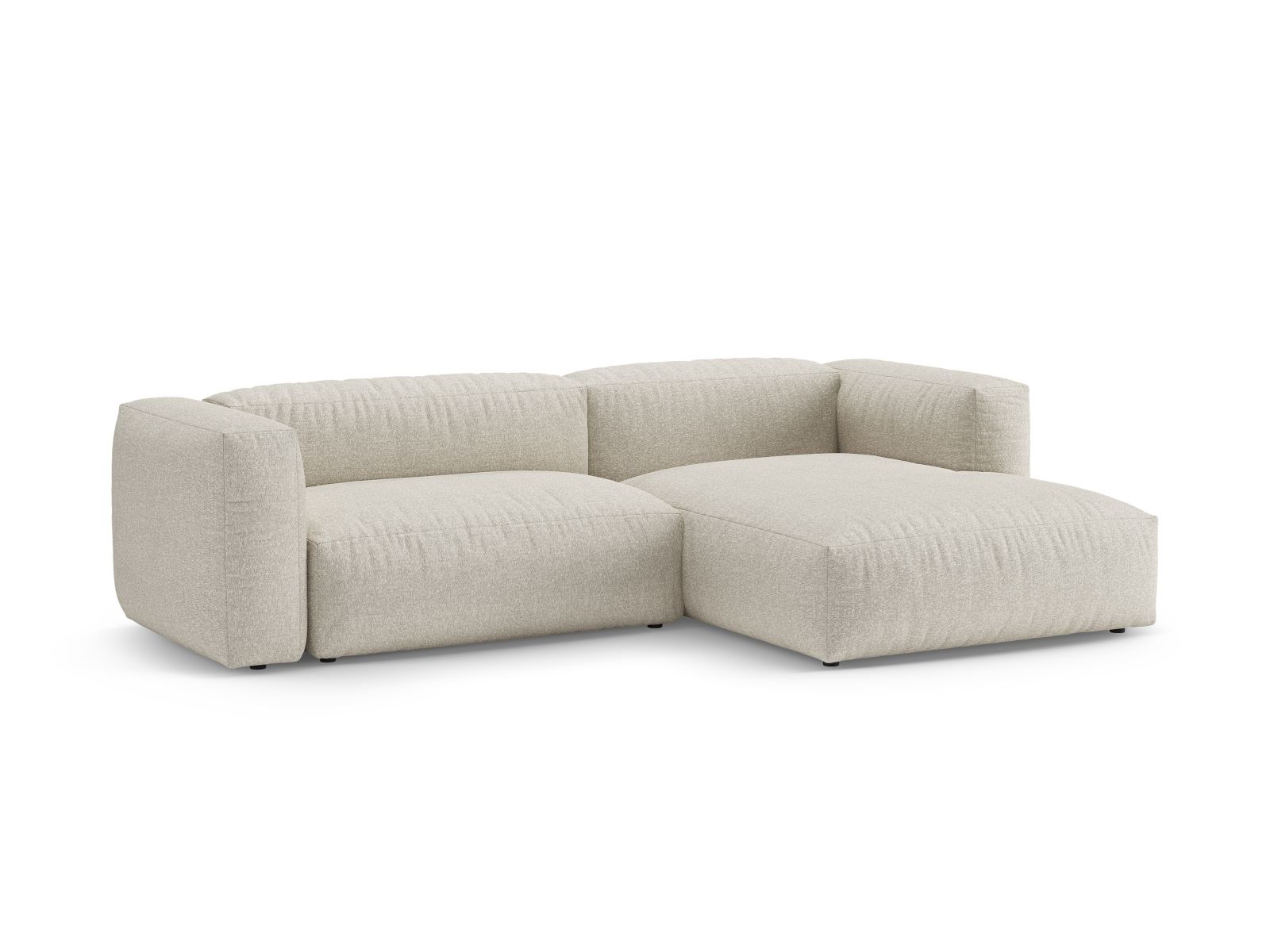 Boucle Right Corner Sofa With Bed Function And Box, "Martina", 4 Seats, 280x170x75