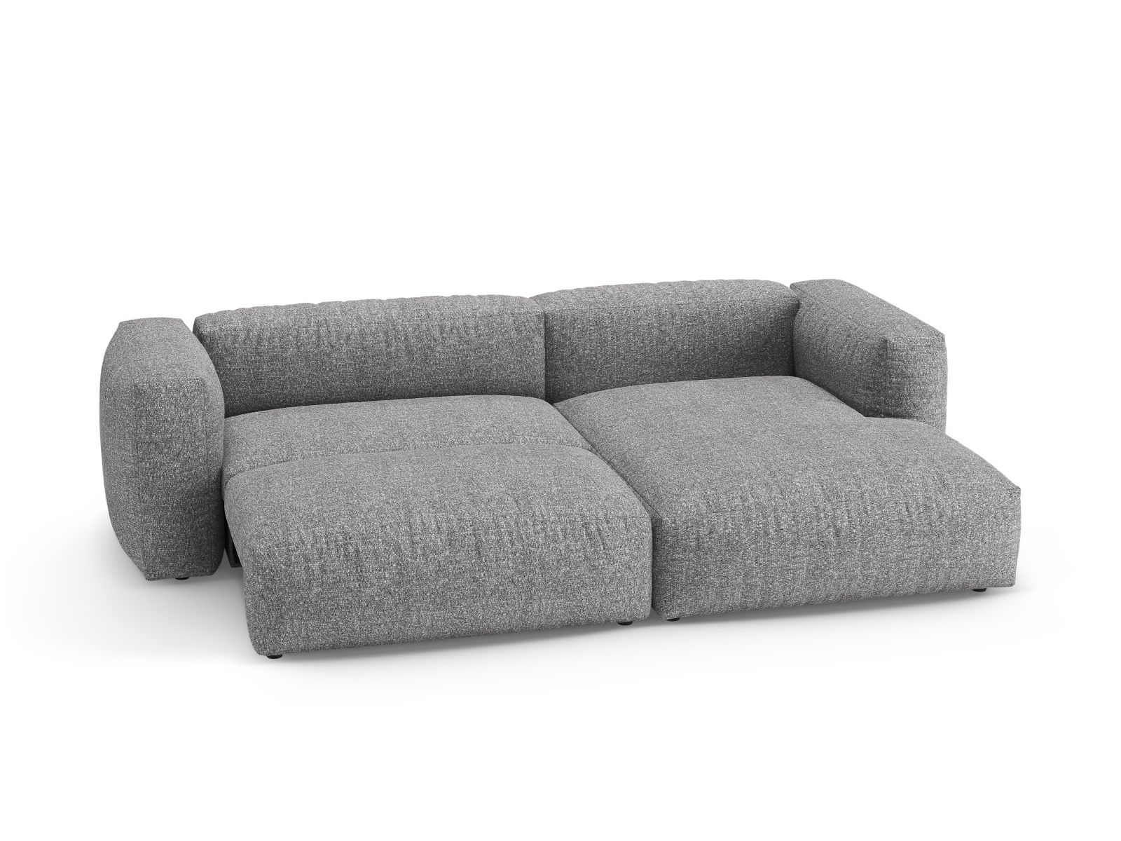 Boucle Right Corner Sofa With Bed Function And Box, "Martina", 4 Seats, 280x170x75