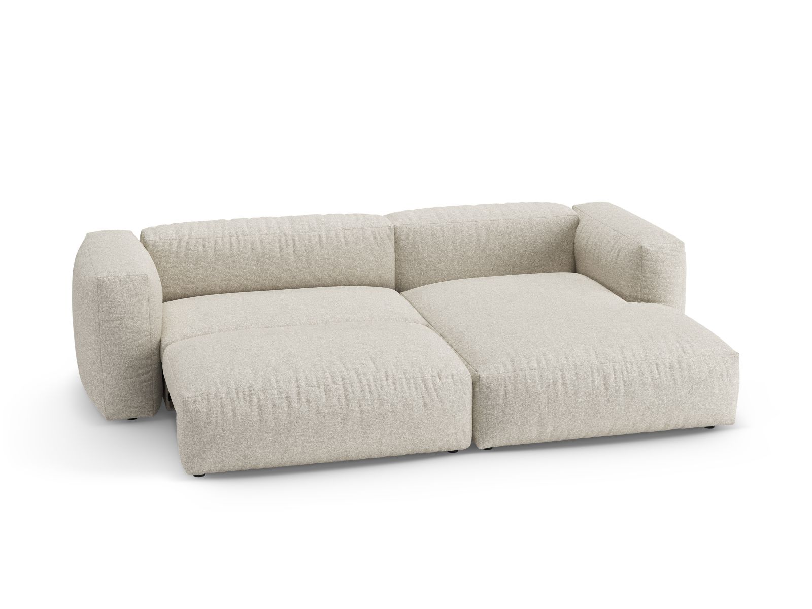 Boucle Right Corner Sofa With Bed Function And Box, "Martina", 4 Seats, 280x170x75