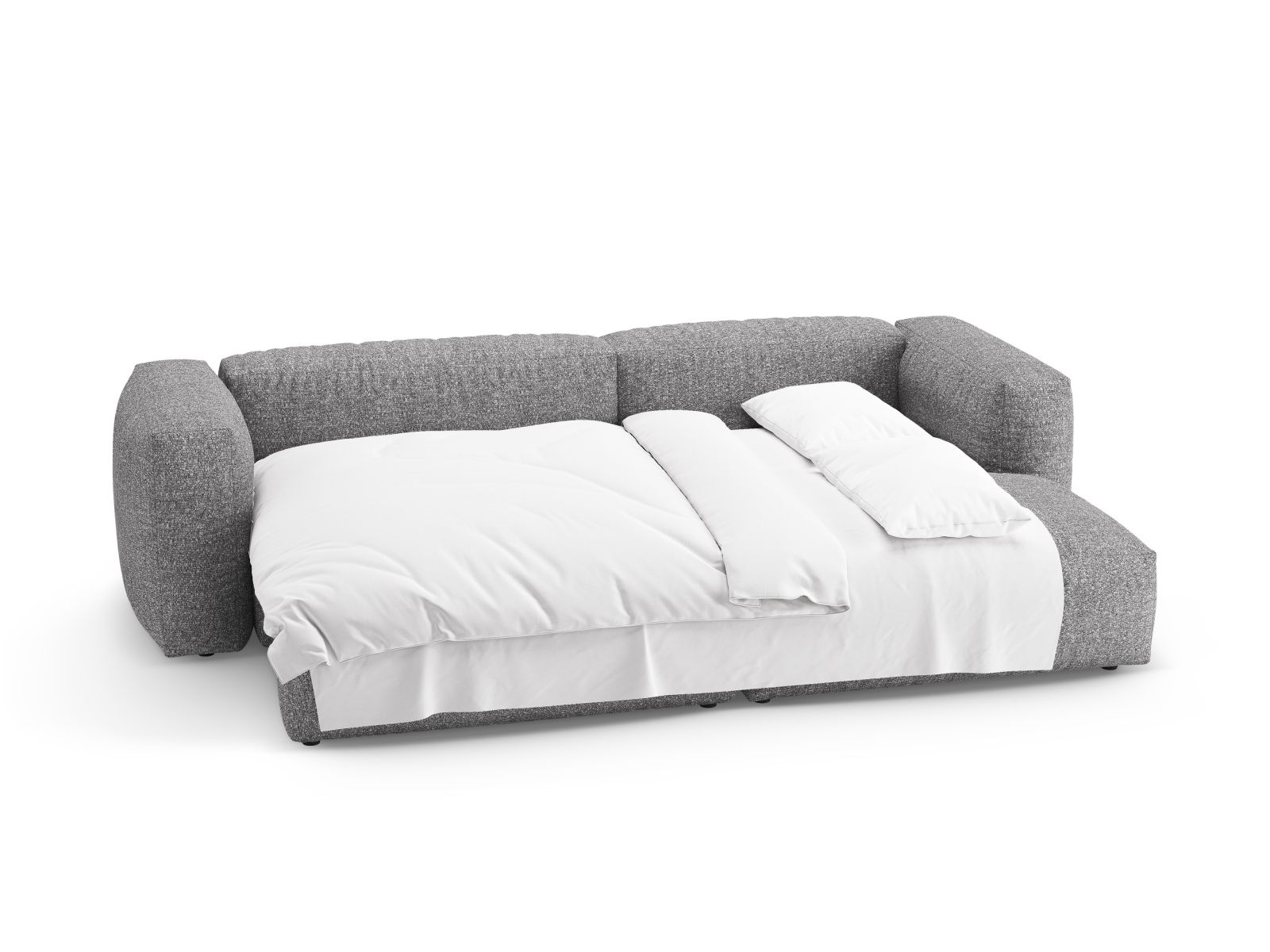 Boucle Right Corner Sofa With Bed Function And Box, "Martina", 4 Seats, 280x170x75