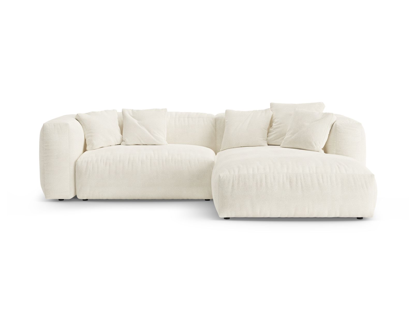 Boucle Right Corner Sofa With Bed Function And Box, "Martina", 4 Seats, 280x170x75