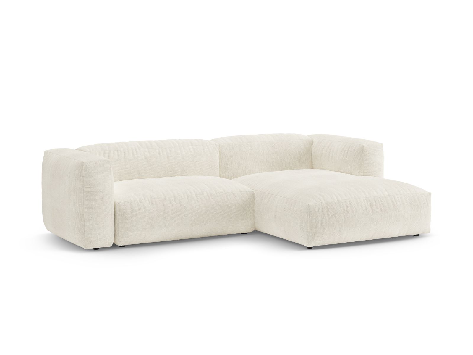 Boucle Right Corner Sofa With Bed Function And Box, "Martina", 4 Seats, 280x170x75