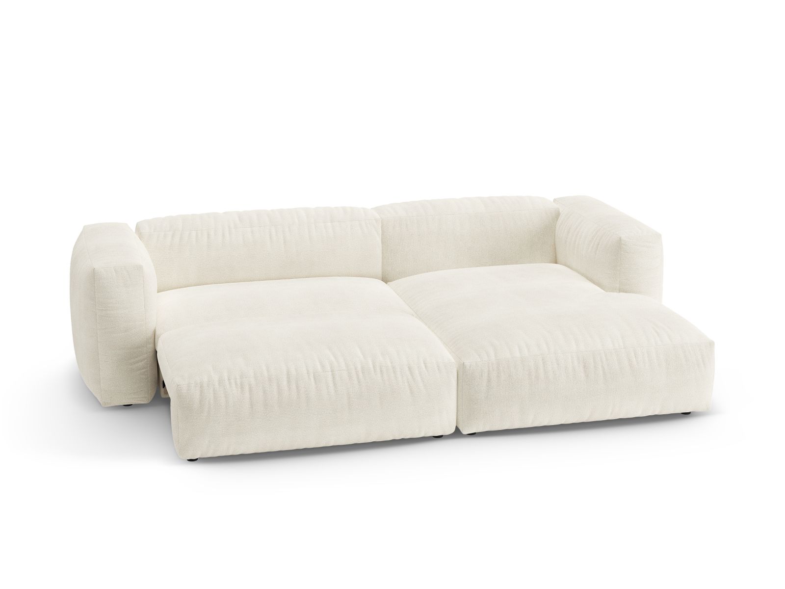 Boucle Right Corner Sofa With Bed Function And Box, "Martina", 4 Seats, 280x170x75