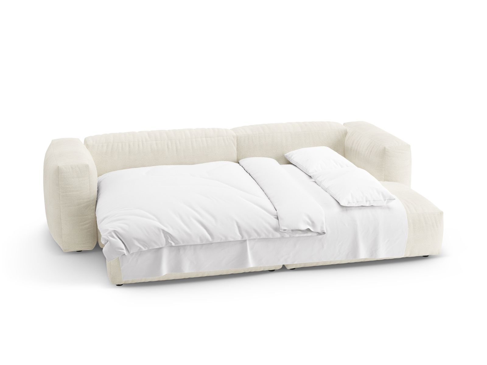 Boucle Right Corner Sofa With Bed Function And Box, "Martina", 4 Seats, 280x170x75
