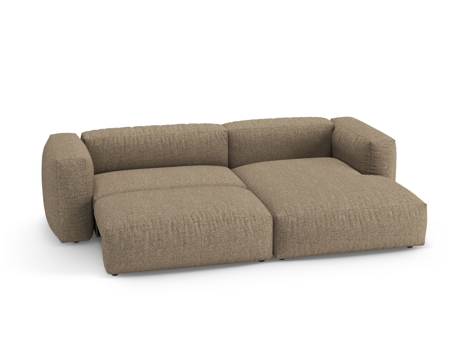 Boucle Right Corner Sofa With Bed Function And Box, "Martina", 4 Seats, 280x170x75