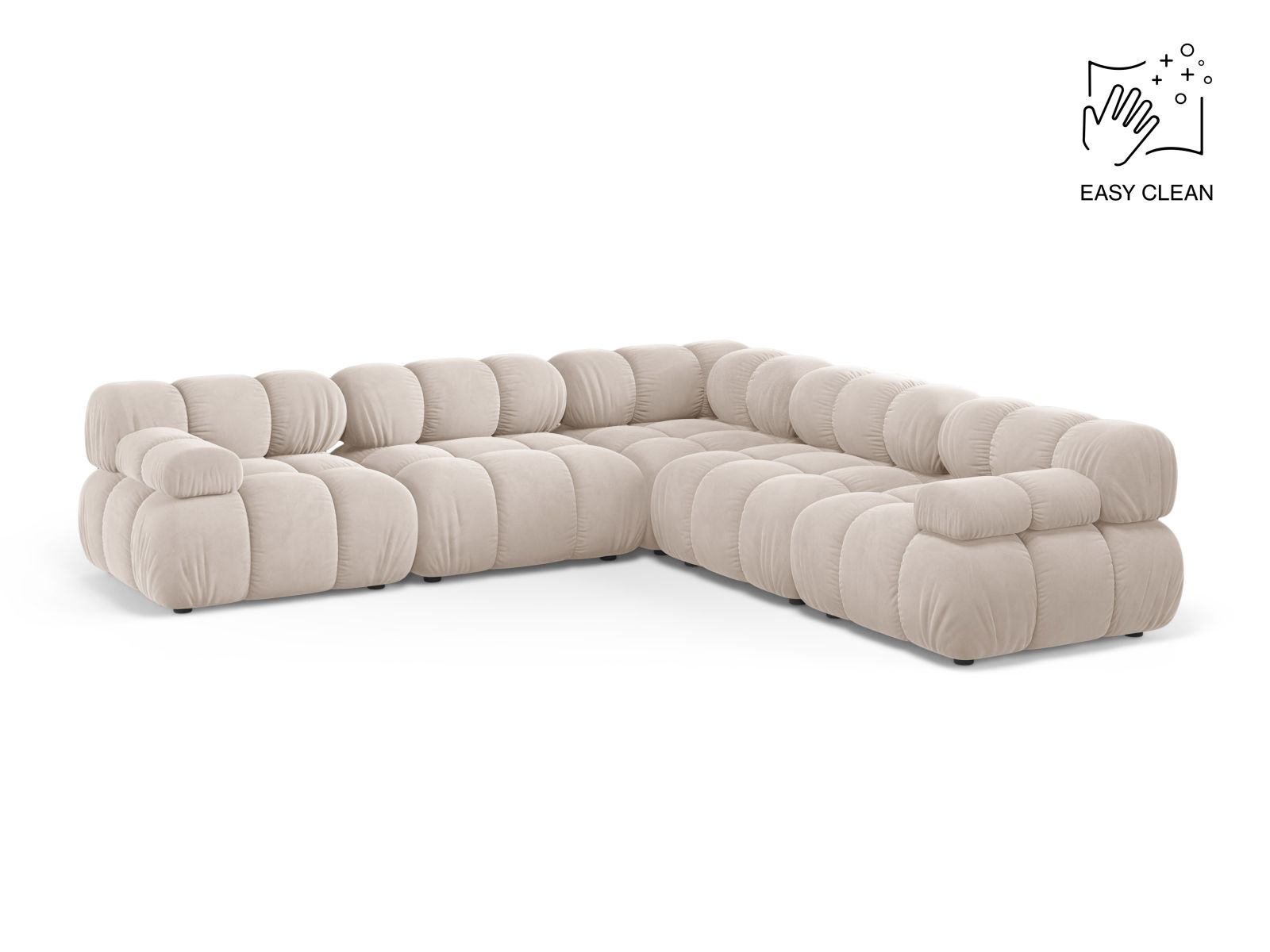 Velvet Symmetrical Corner Sofa, "Bellis", 5 Seats, 282x282x70