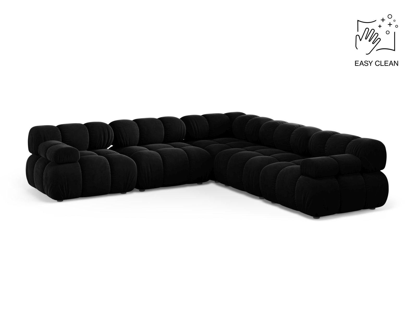 Velvet Symmetrical Corner Sofa, "Bellis", 5 Seats, 282x282x70
