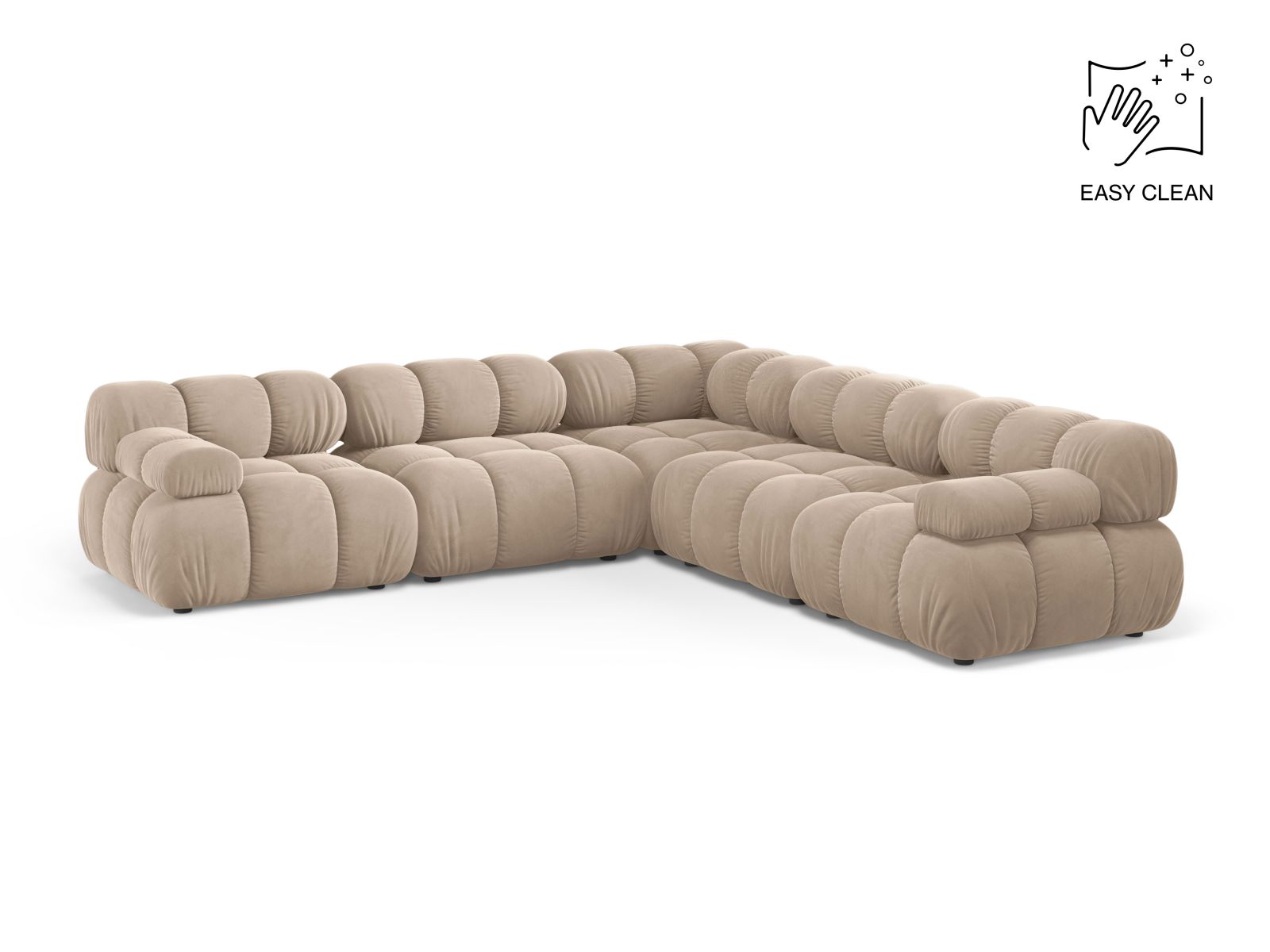 Velvet Symmetrical Corner Sofa, "Bellis", 5 Seats, 282x282x70