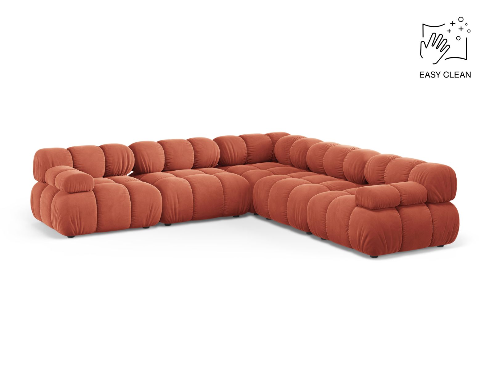 Velvet Symmetrical Corner Sofa, "Bellis", 5 Seats, 282x282x70