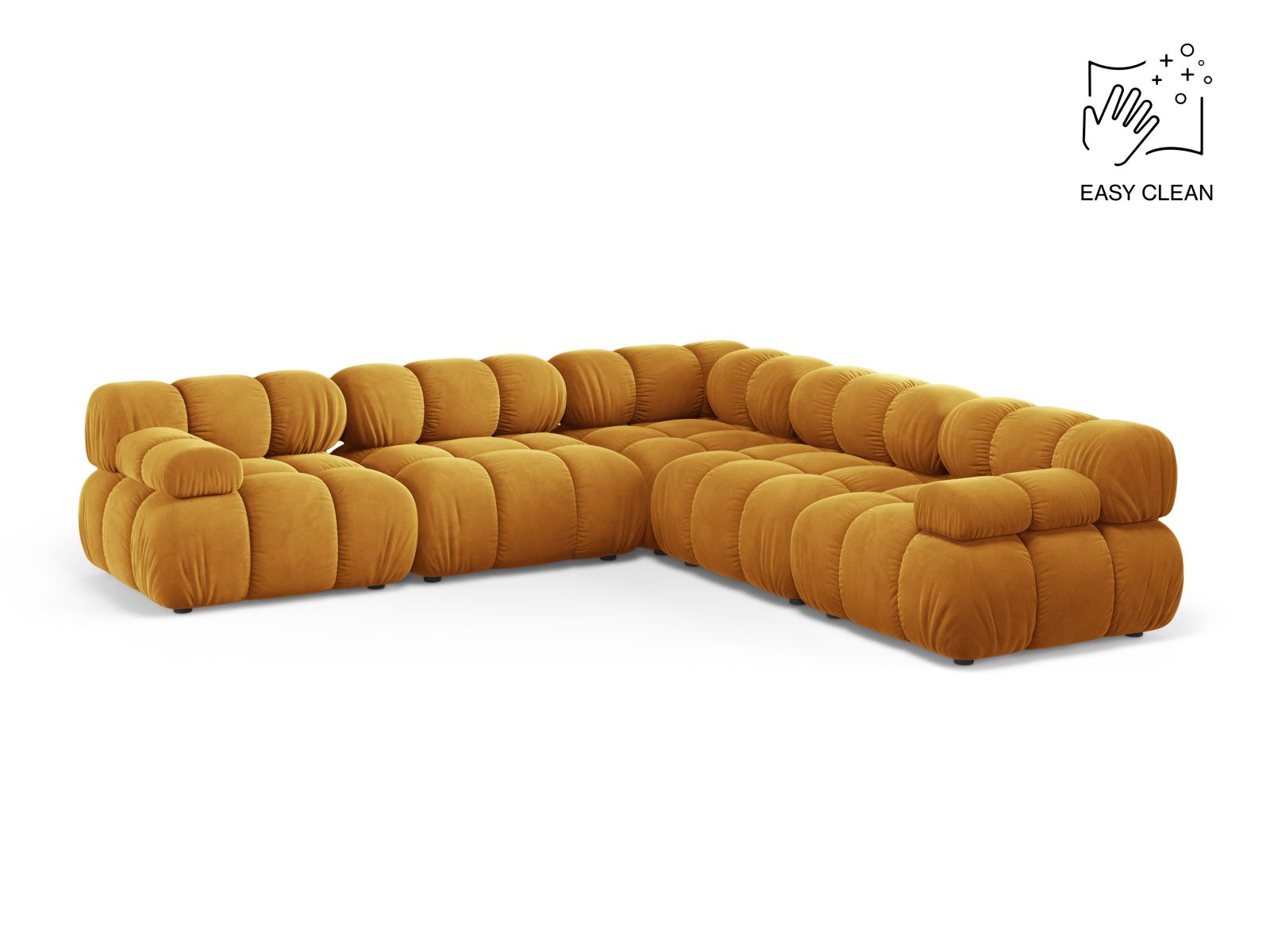 Velvet Symmetrical Corner Sofa, "Bellis", 5 Seats, 282x282x70