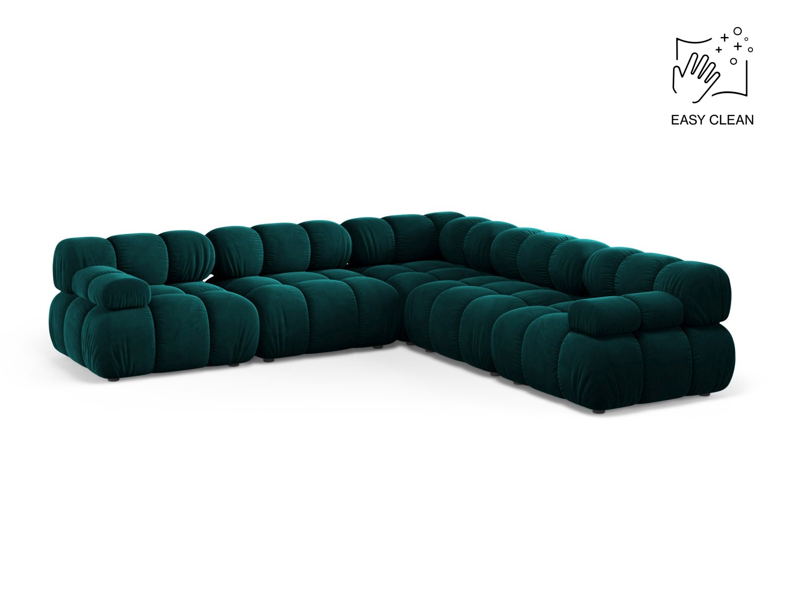 Velvet Symmetrical Corner Sofa, "Bellis", 5 Seats, 282x282x70