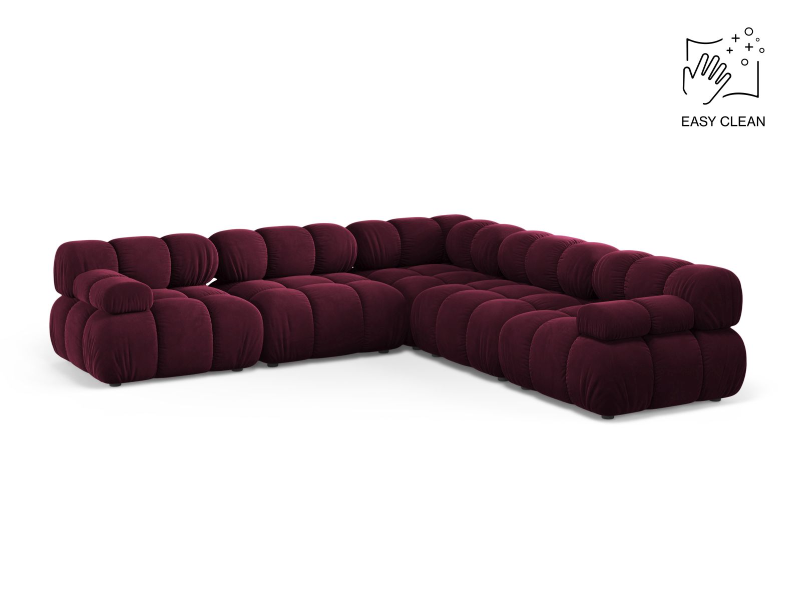 Velvet Symmetrical Corner Sofa, "Bellis", 5 Seats, 282x282x70