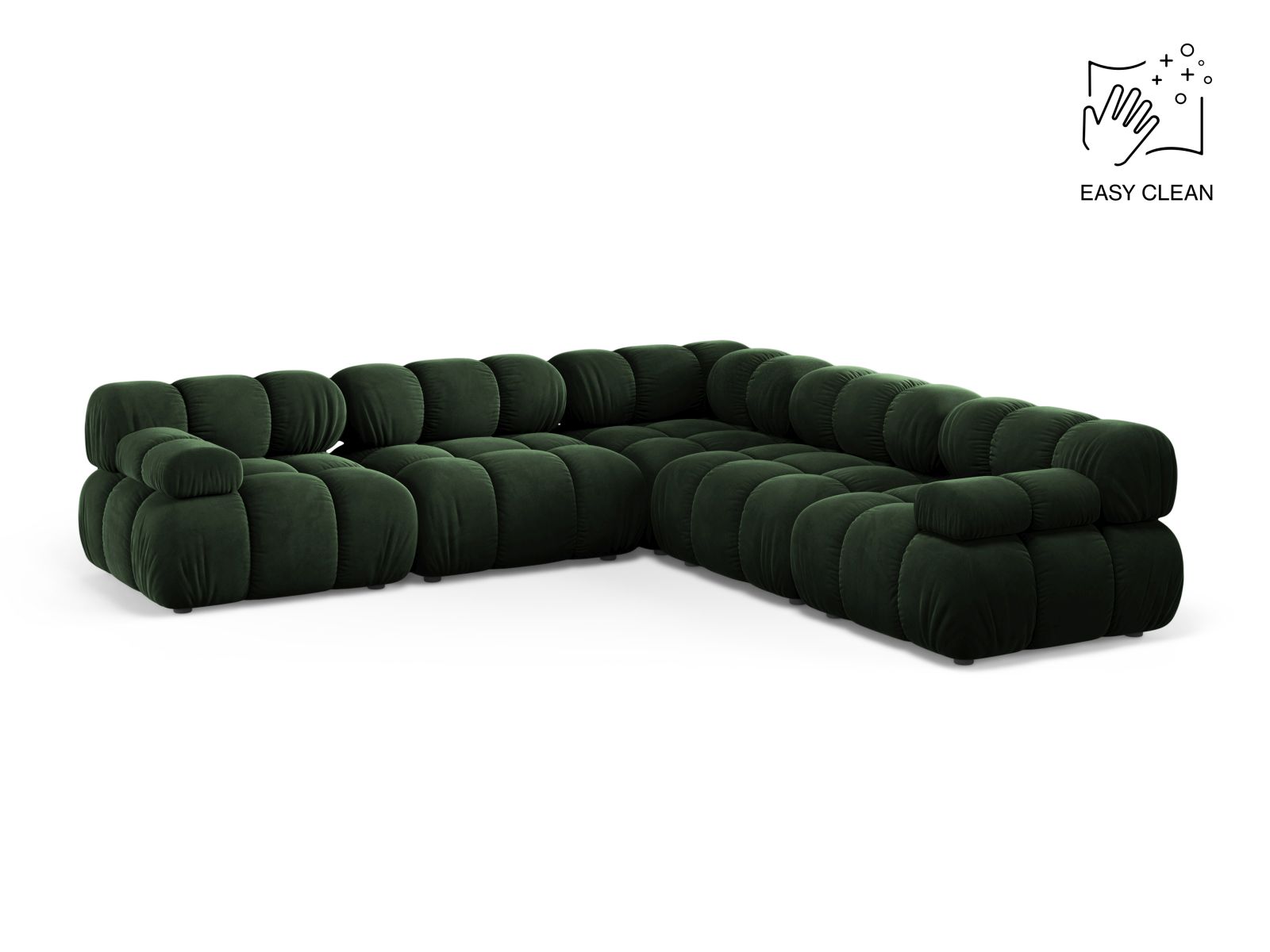 Velvet Symmetrical Corner Sofa, "Bellis", 5 Seats, 282x282x70