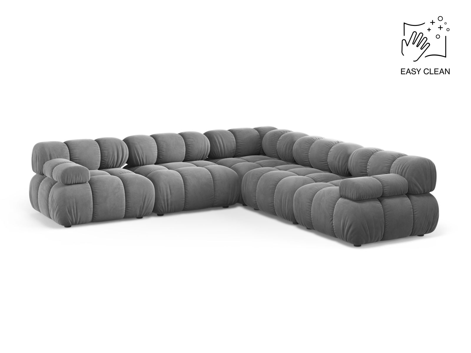 Velvet Symmetrical Corner Sofa, "Bellis", 5 Seats, 282x282x70
