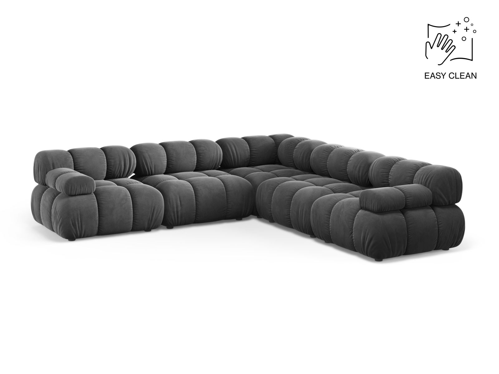 Velvet Symmetrical Corner Sofa, "Bellis", 5 Seats, 282x282x70