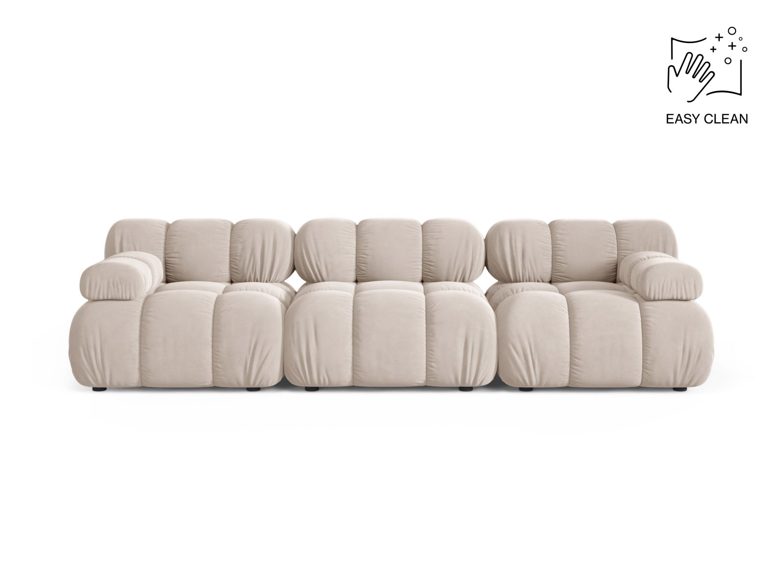 Velvet Modular Sofa, "Bellis", 3 Seats, 282x94x70