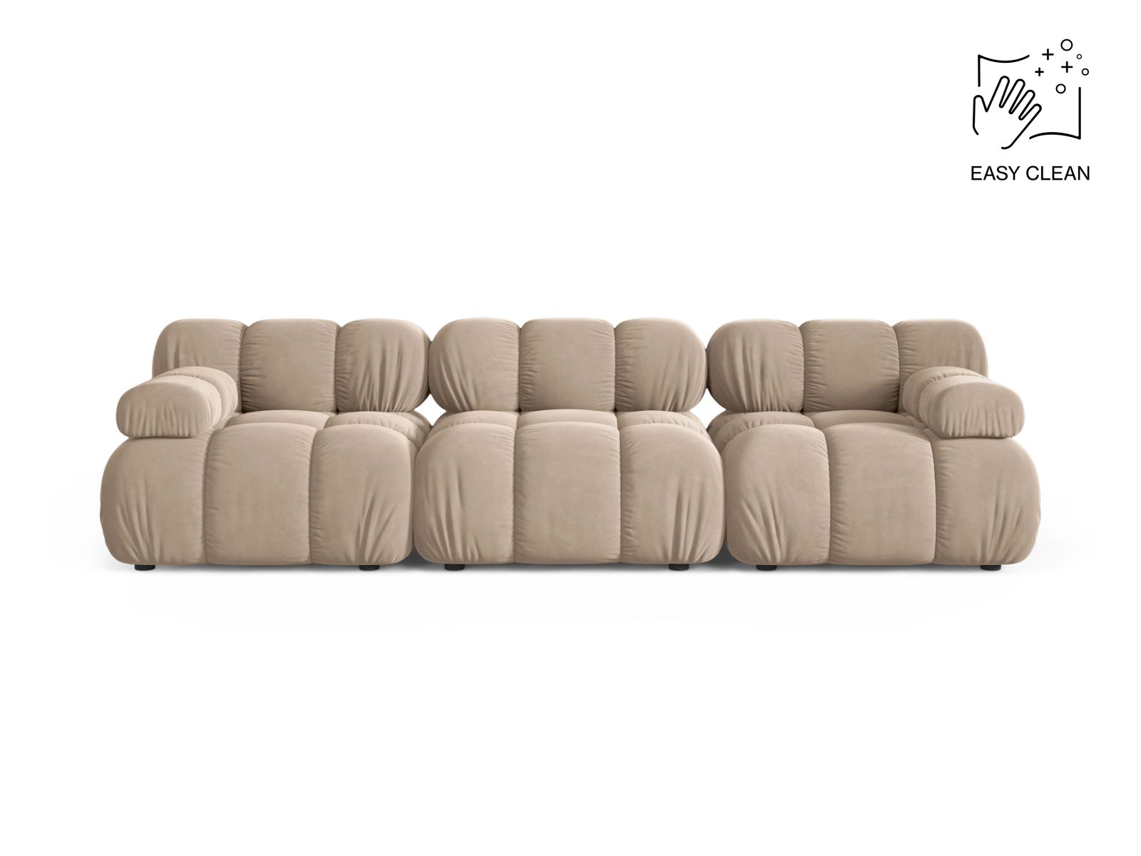 Velvet Modular Sofa, "Bellis", 3 Seats, 282x94x70