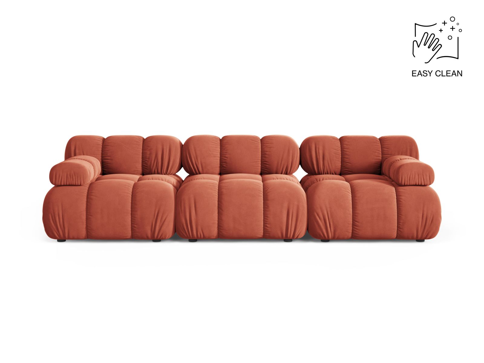 Velvet Modular Sofa, "Bellis", 3 Seats, 282x94x70
