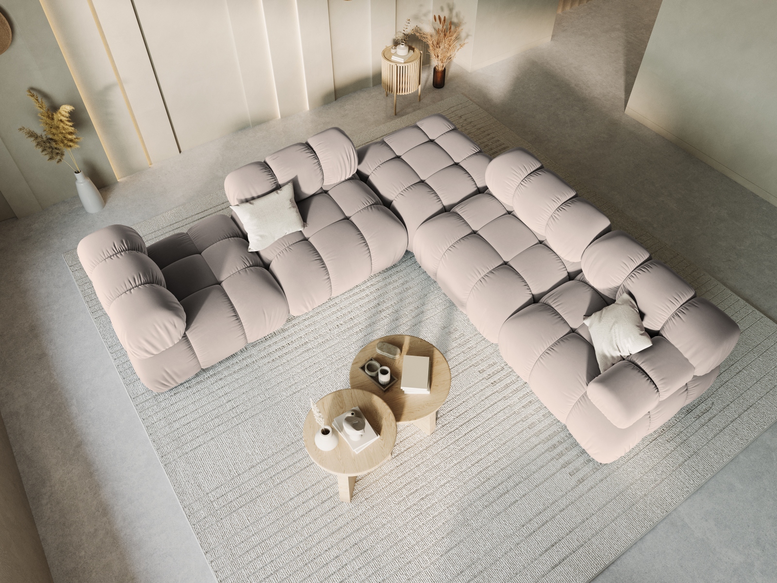 Velvet Pouf, "Bellis", 1 Seat, 94x94x43