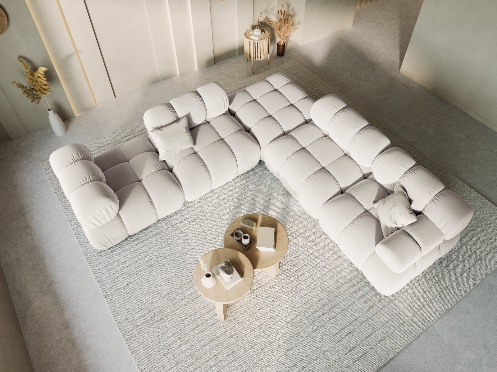 Velvet Pouf, "Bellis", 1 Seat, 94x94x43
