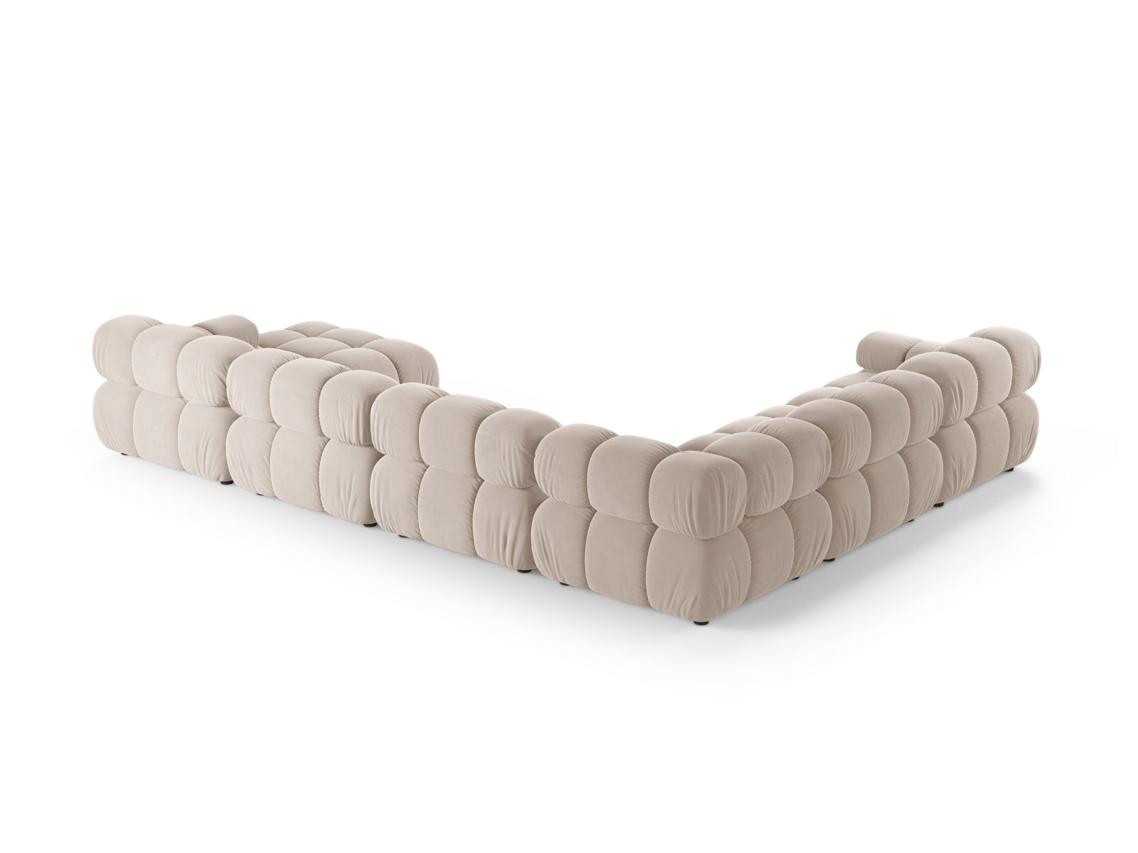 Velvet Modular Panoramic Left Corner Sofa, "Bellis", 8 Seats, 376x282x70