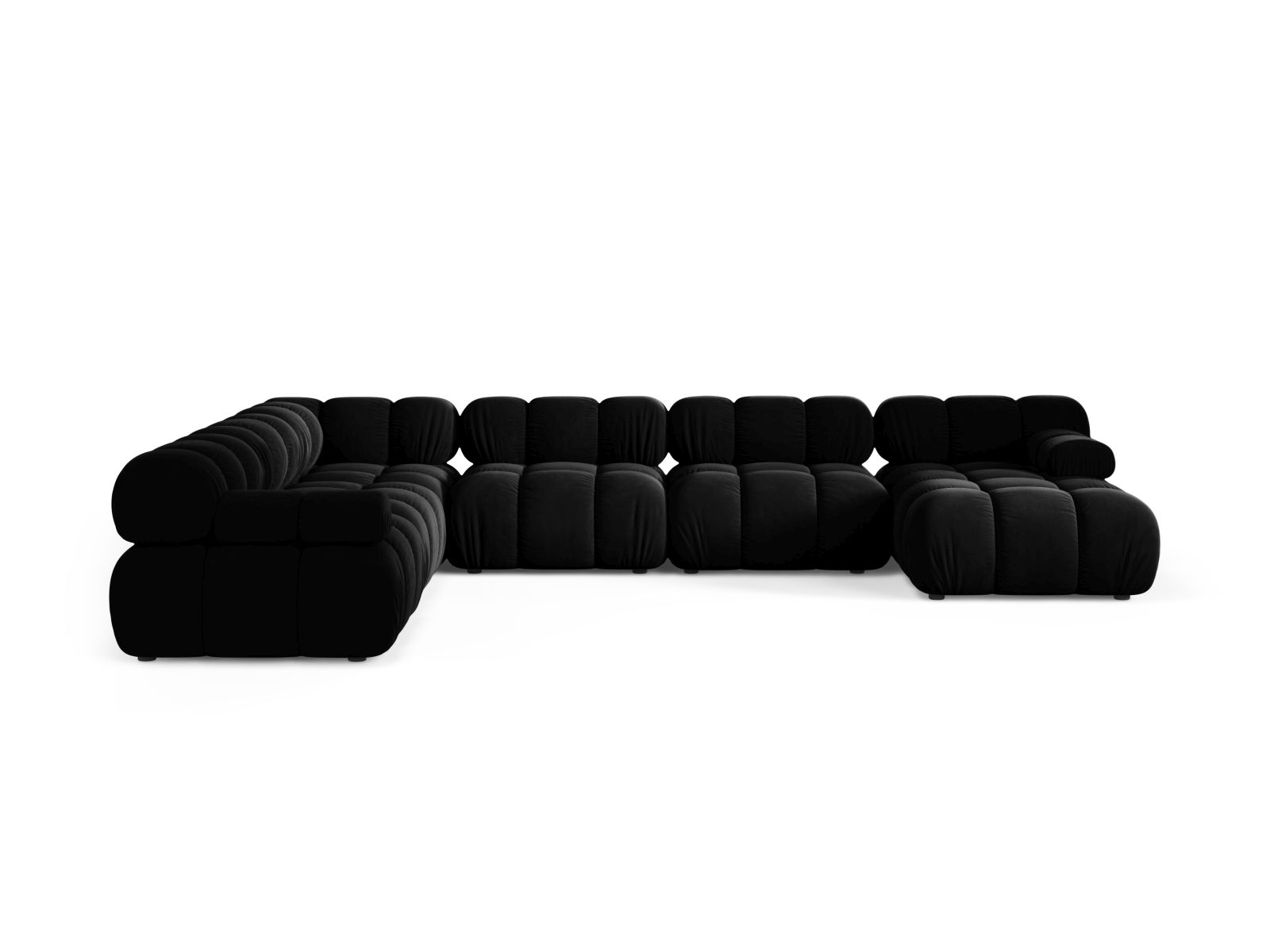 Velvet Modular Panoramic Left Corner Sofa, "Bellis", 8 Seats, 376x282x70