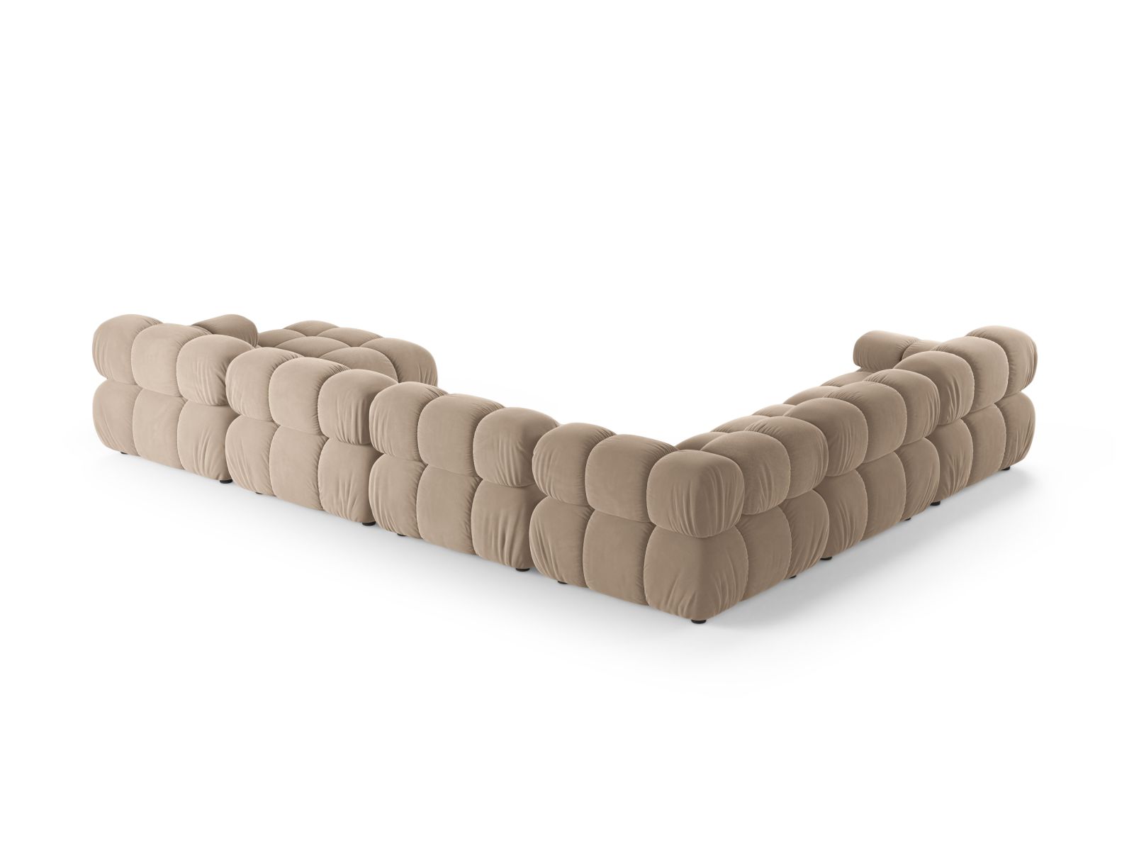 Velvet Modular Panoramic Left Corner Sofa, "Bellis", 8 Seats, 376x282x70