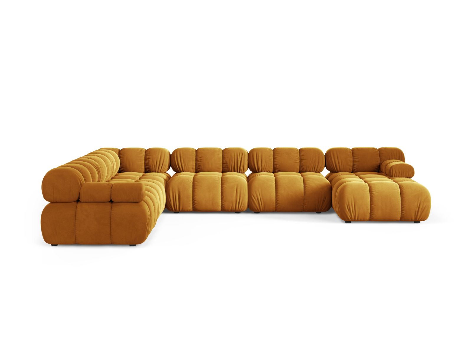 Velvet Modular Panoramic Left Corner Sofa, "Bellis", 8 Seats, 376x282x70