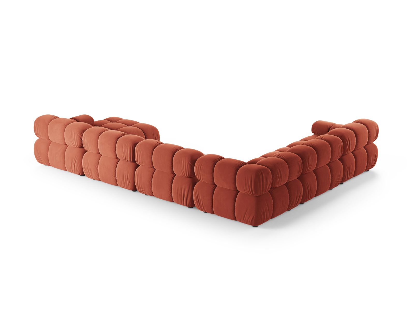 Velvet Modular Panoramic Left Corner Sofa, "Bellis", 8 Seats, 376x282x70