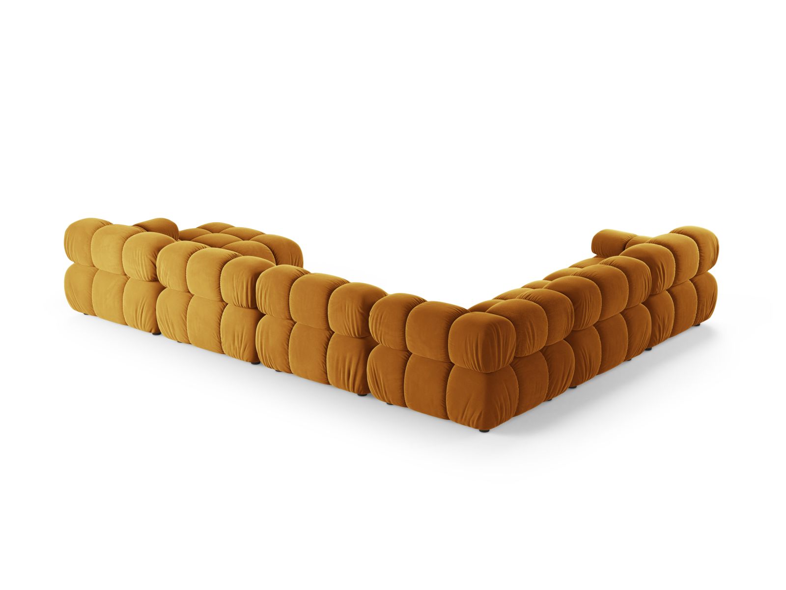 Velvet Modular Panoramic Left Corner Sofa, "Bellis", 8 Seats, 376x282x70