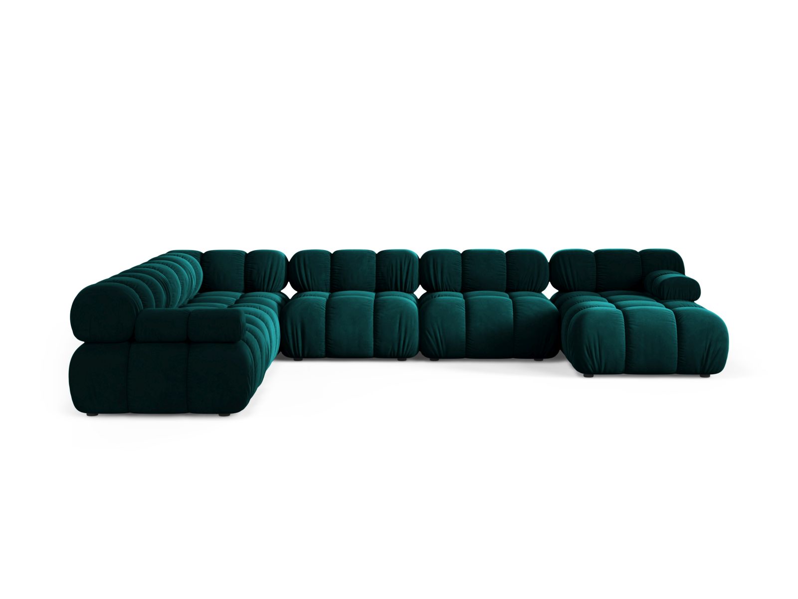 Velvet Modular Panoramic Left Corner Sofa, "Bellis", 8 Seats, 376x282x70