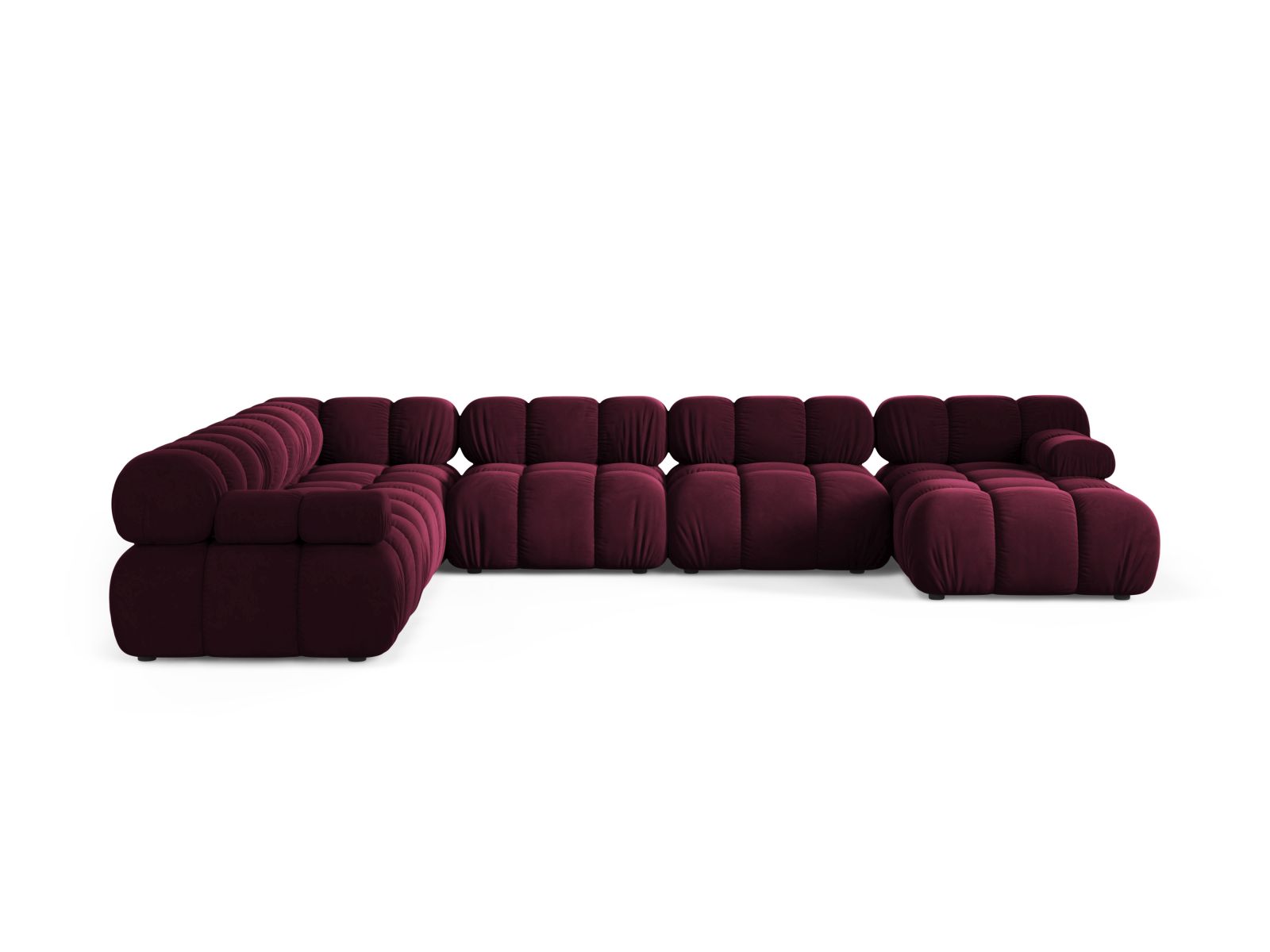 Velvet Modular Panoramic Left Corner Sofa, "Bellis", 8 Seats, 376x282x70