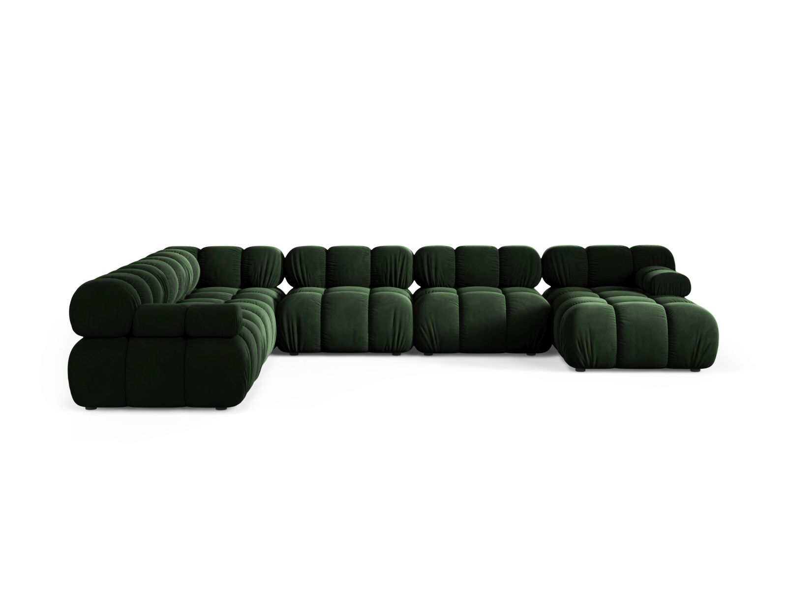Velvet Modular Panoramic Left Corner Sofa, "Bellis", 8 Seats, 376x282x70