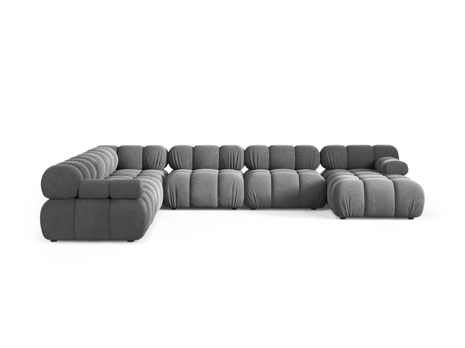 Velvet Modular Panoramic Left Corner Sofa, "Bellis", 8 Seats, 376x282x70