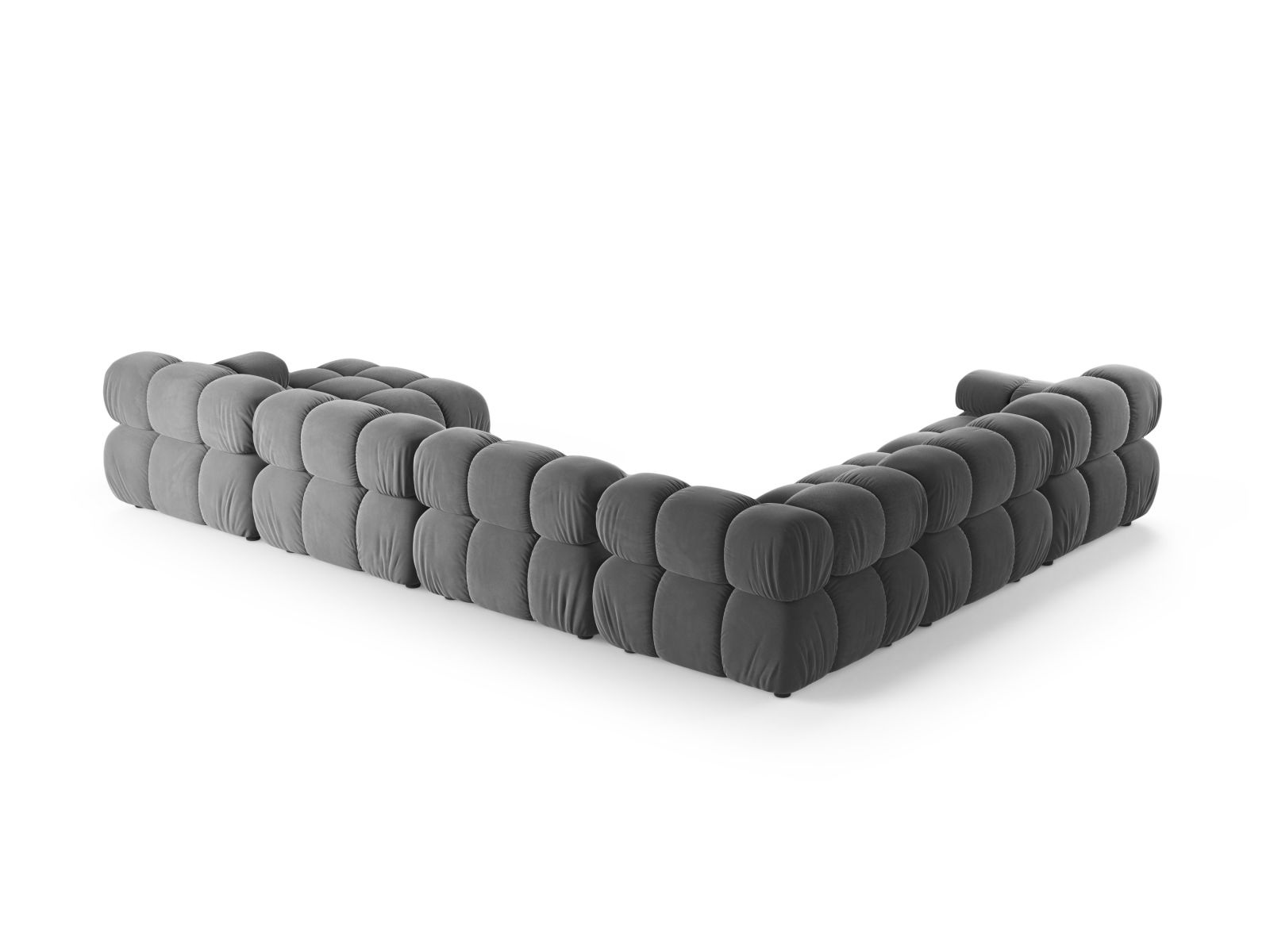 Velvet Modular Panoramic Left Corner Sofa, "Bellis", 8 Seats, 376x282x70