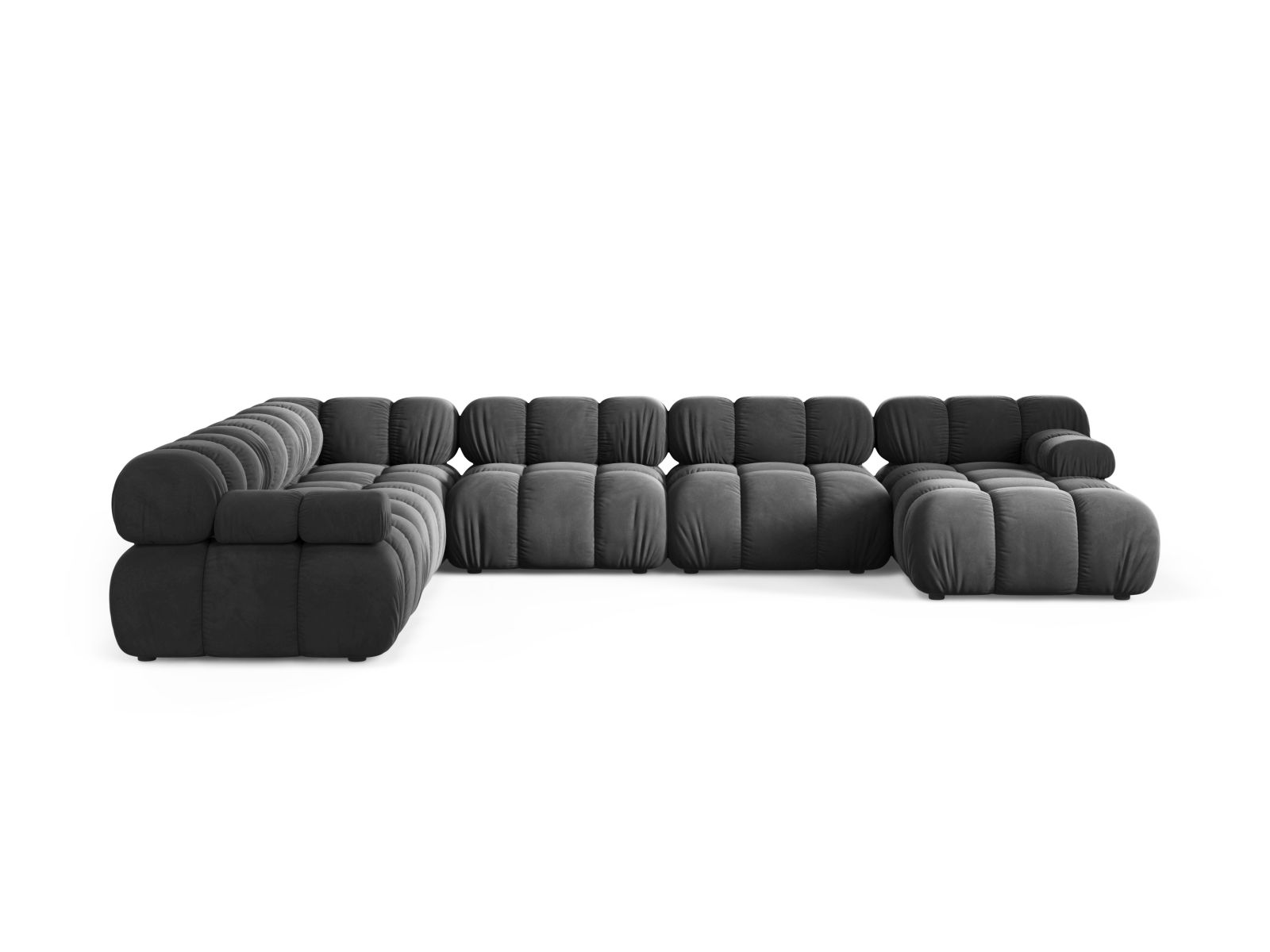 Velvet Modular Panoramic Left Corner Sofa, "Bellis", 8 Seats, 376x282x70