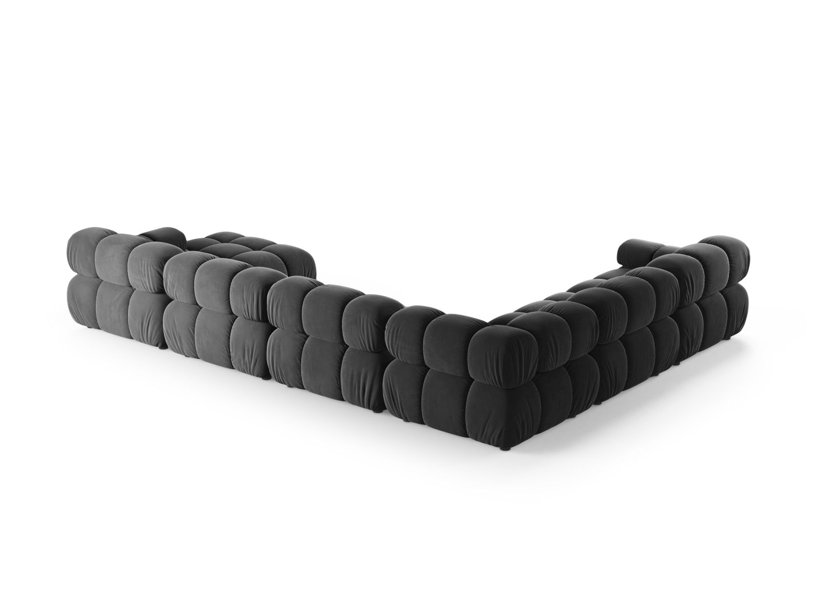 Velvet Modular Panoramic Left Corner Sofa, "Bellis", 8 Seats, 376x282x70