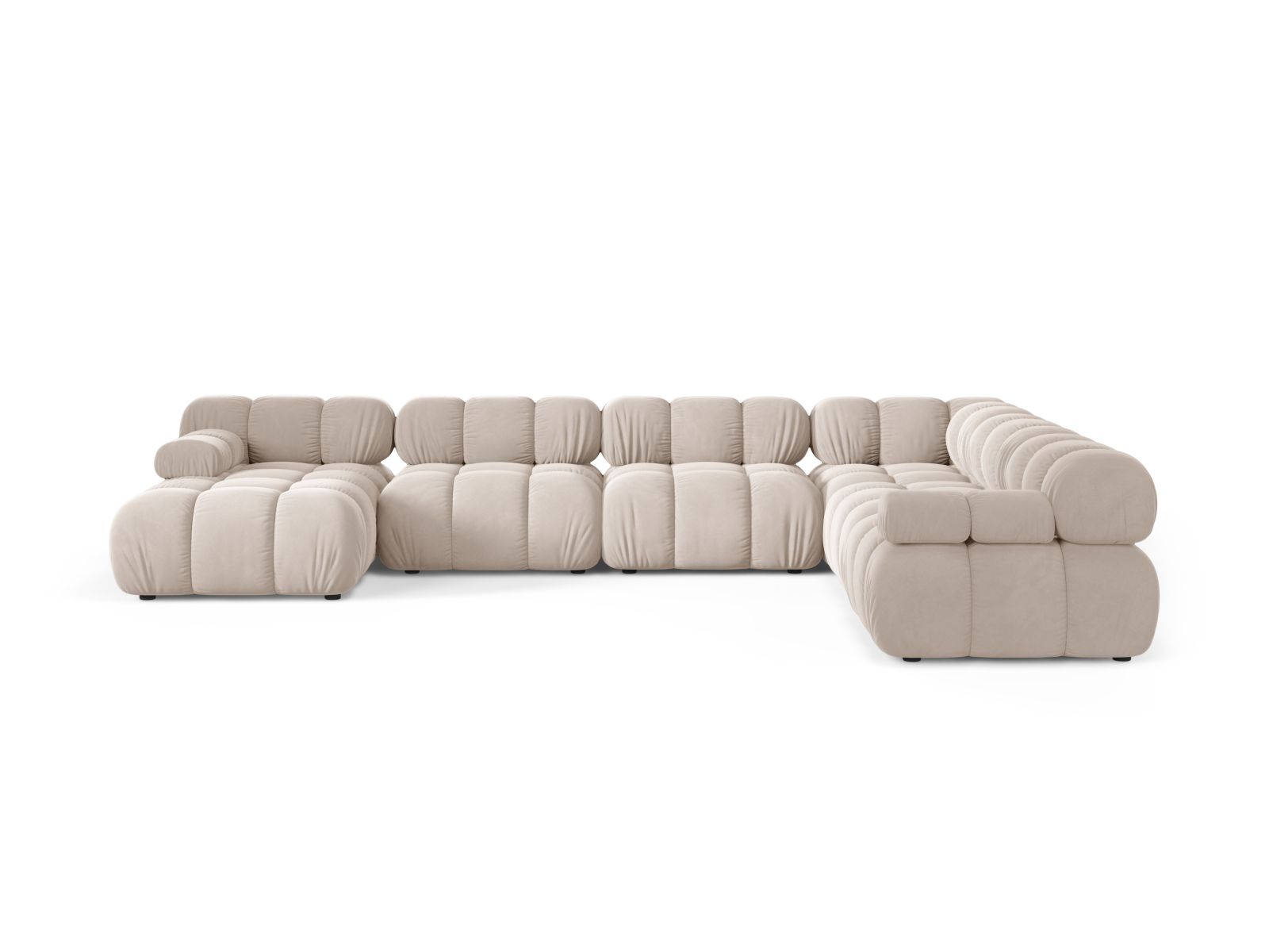 Velvet Modular Panoramic Right Corner Sofa, "Bellis", 8 Seats, 376x282x70